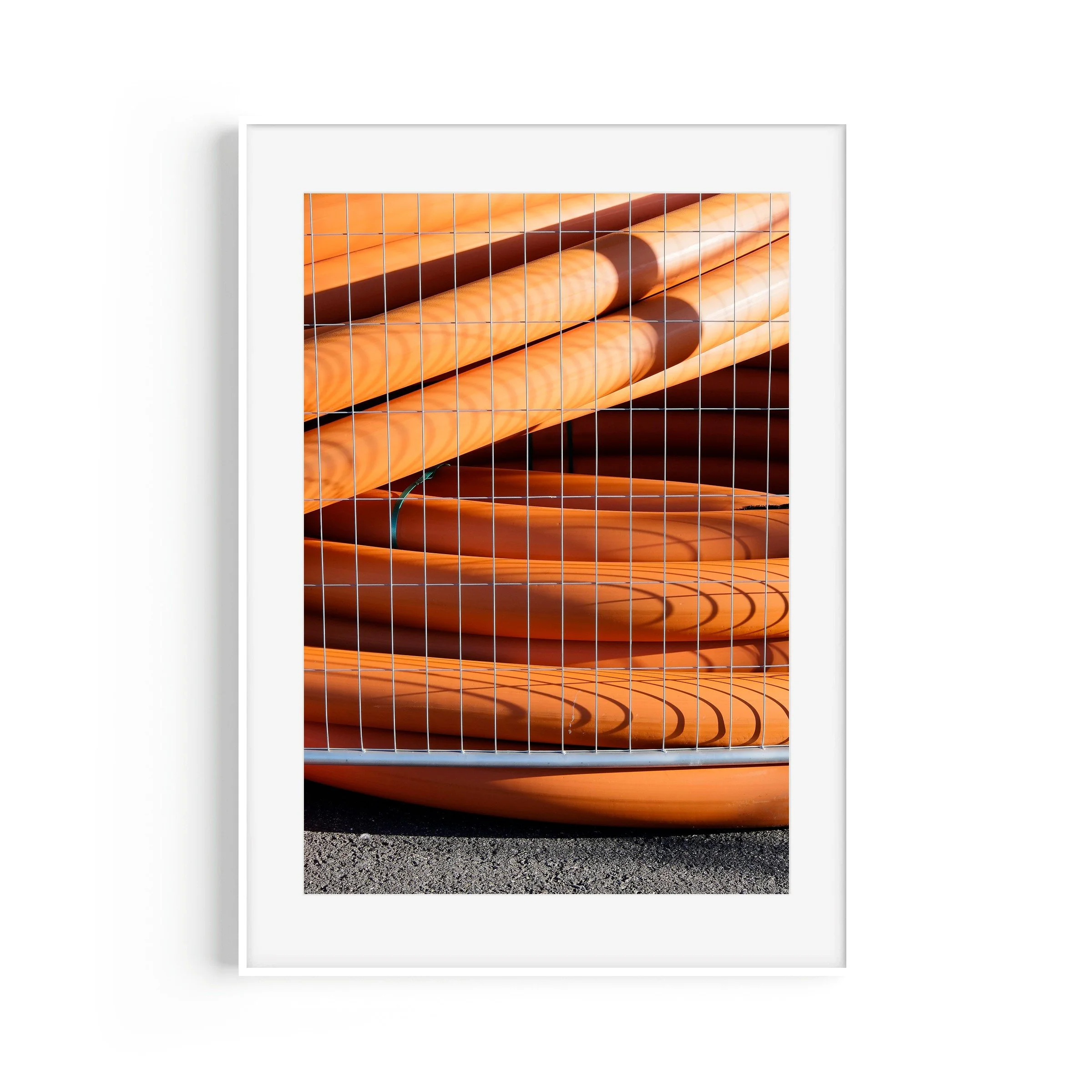 Tubes #1 Perisher Village Carpark Kosciuszko New South Wales minimalist print in white frame by Matthew Sherren