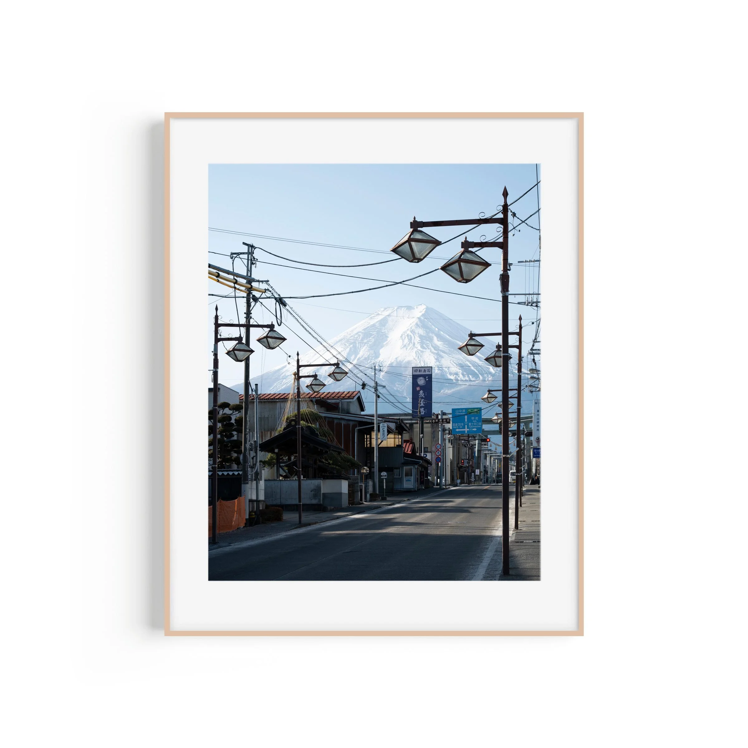 DK Mountain Mount Fuji Fujiyoshida Japan travel photography print in raw oak frame by Matthew Sherren