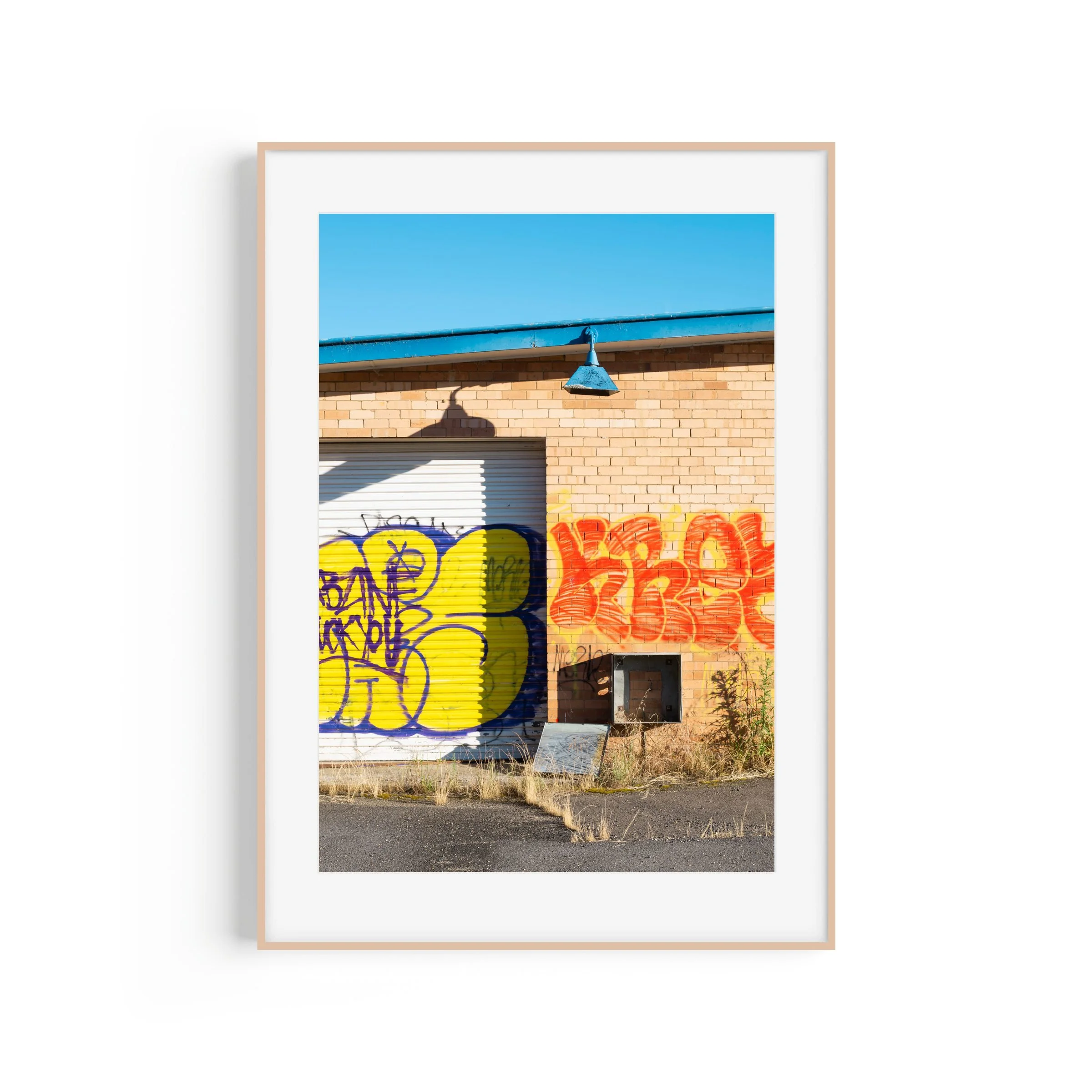 7845 Service Station New South Wales street art print in raw oak frame wall display by Matthew Sherren