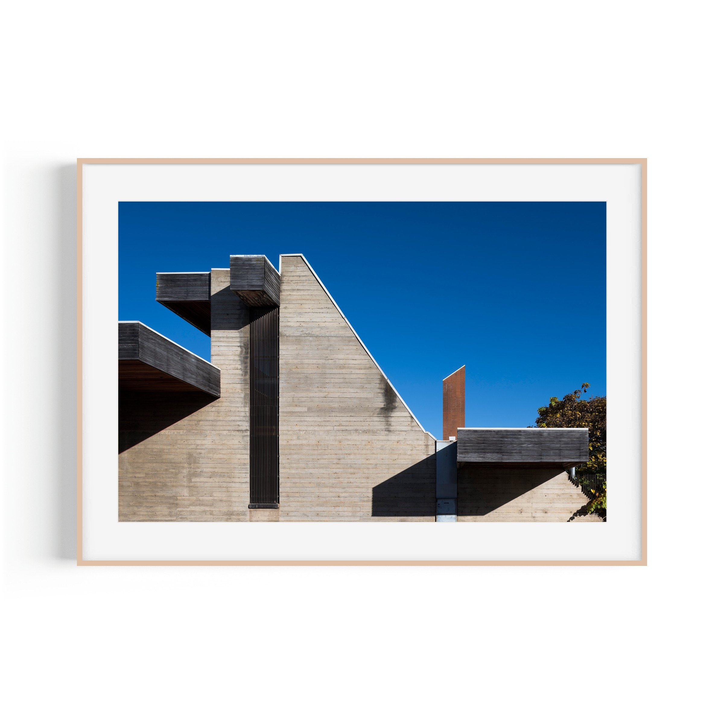 The Annex War Memorial Canberra brutalist architecture print in raw oak frame by Matthew Sherren