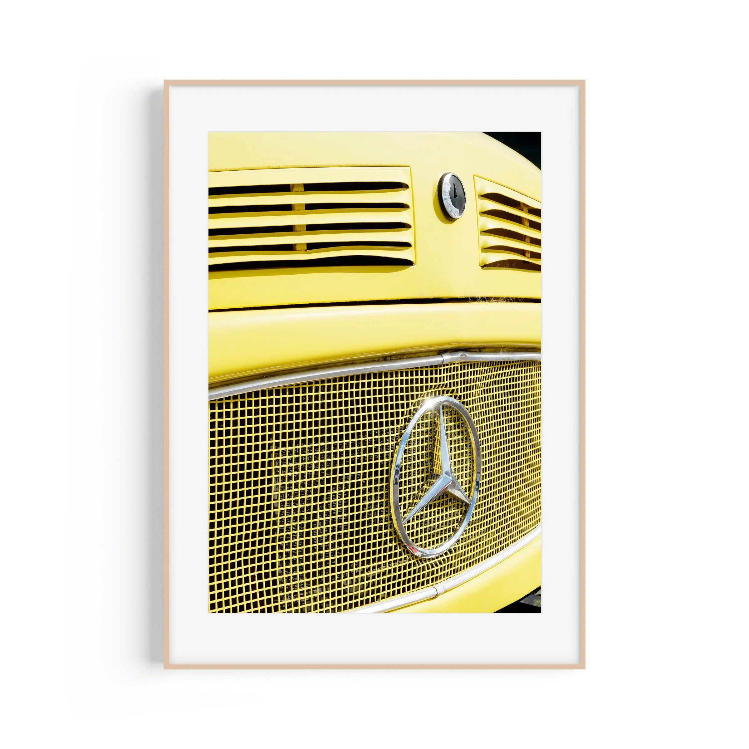 Smiggins Holes Kosciuszko National Park yellow Mercedes art print in brown frame by Matthew Sherren