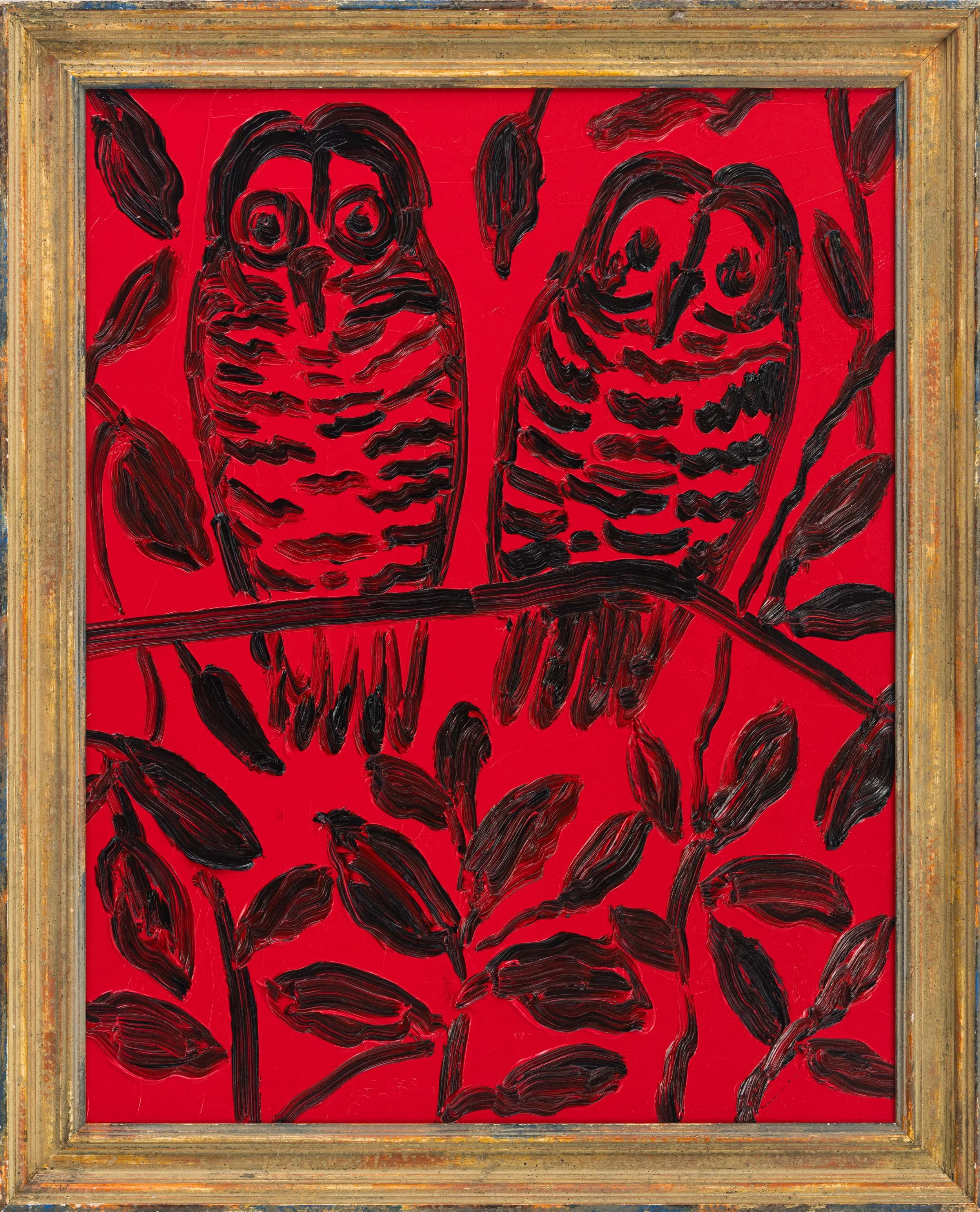 "Owls Deep Forrest" 2026, Oil on Wood, 28 x 22 inches