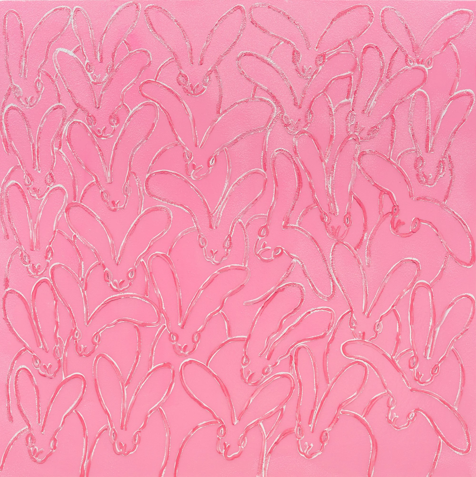 "Hutch in Pink Diamond Dust" 2026, Oil & acrylic with diamond dust on canvas, 60 x 60 inches.