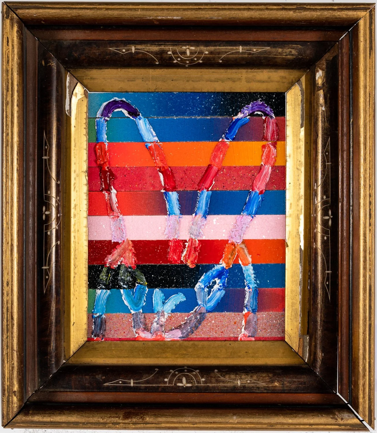 "Banded" 2022, 10 x 8 inches, Oil & Acrylic on wood