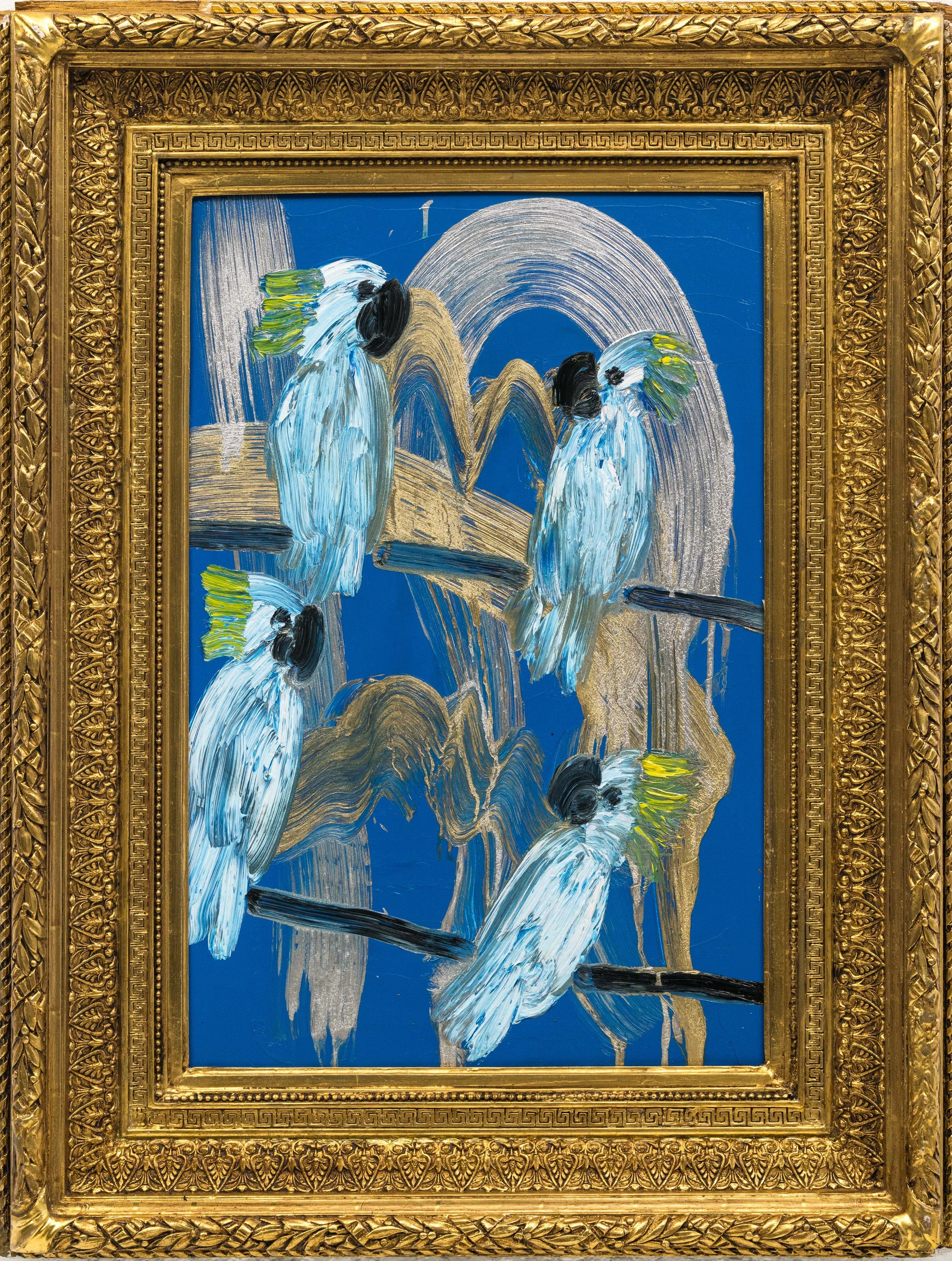 "Cockatoo Blue Light Monsoon" Oil on Wood, 32 x 21 inches