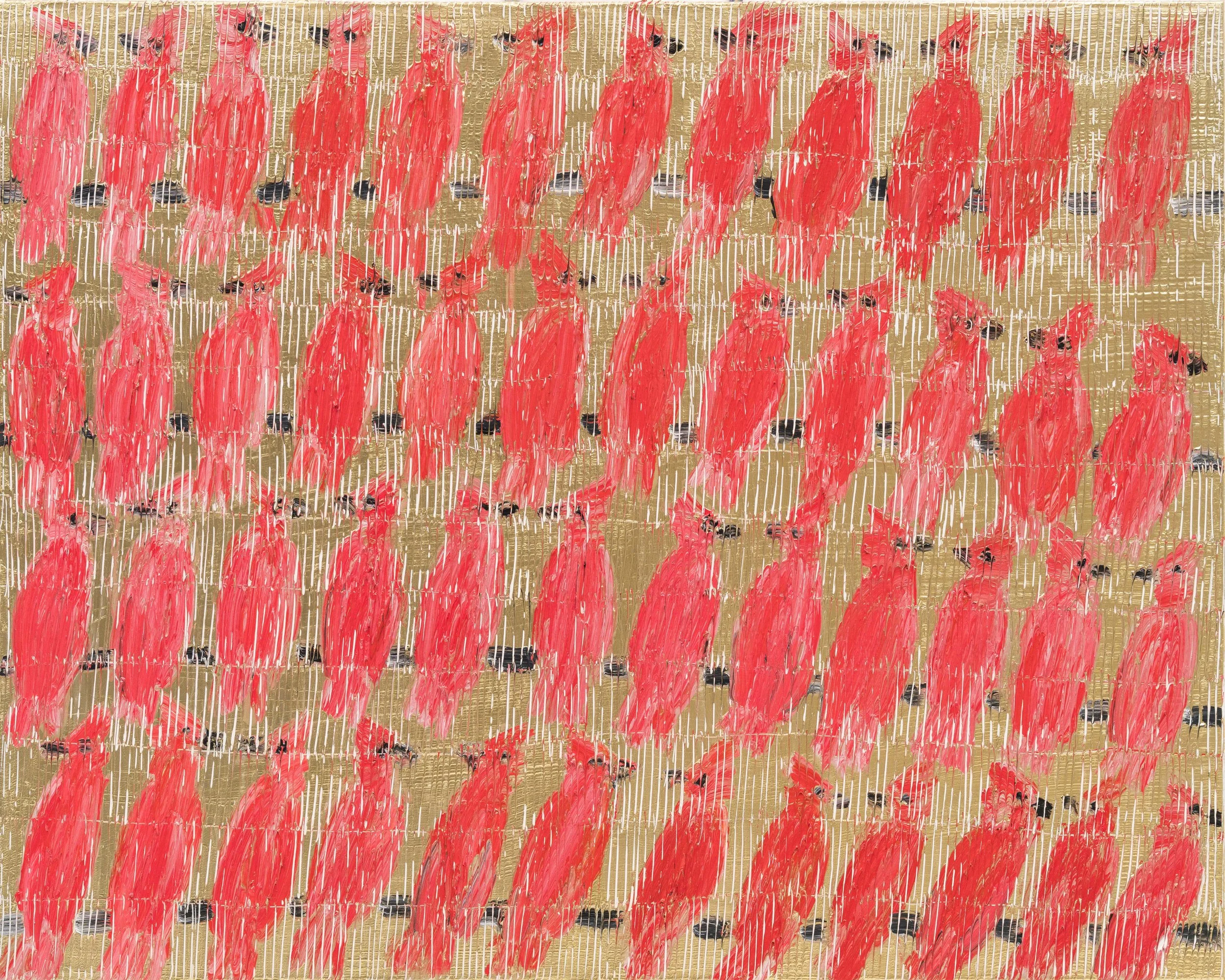 "Cardinals Migration South" Oil on Canvas, 36 x 48 inches.