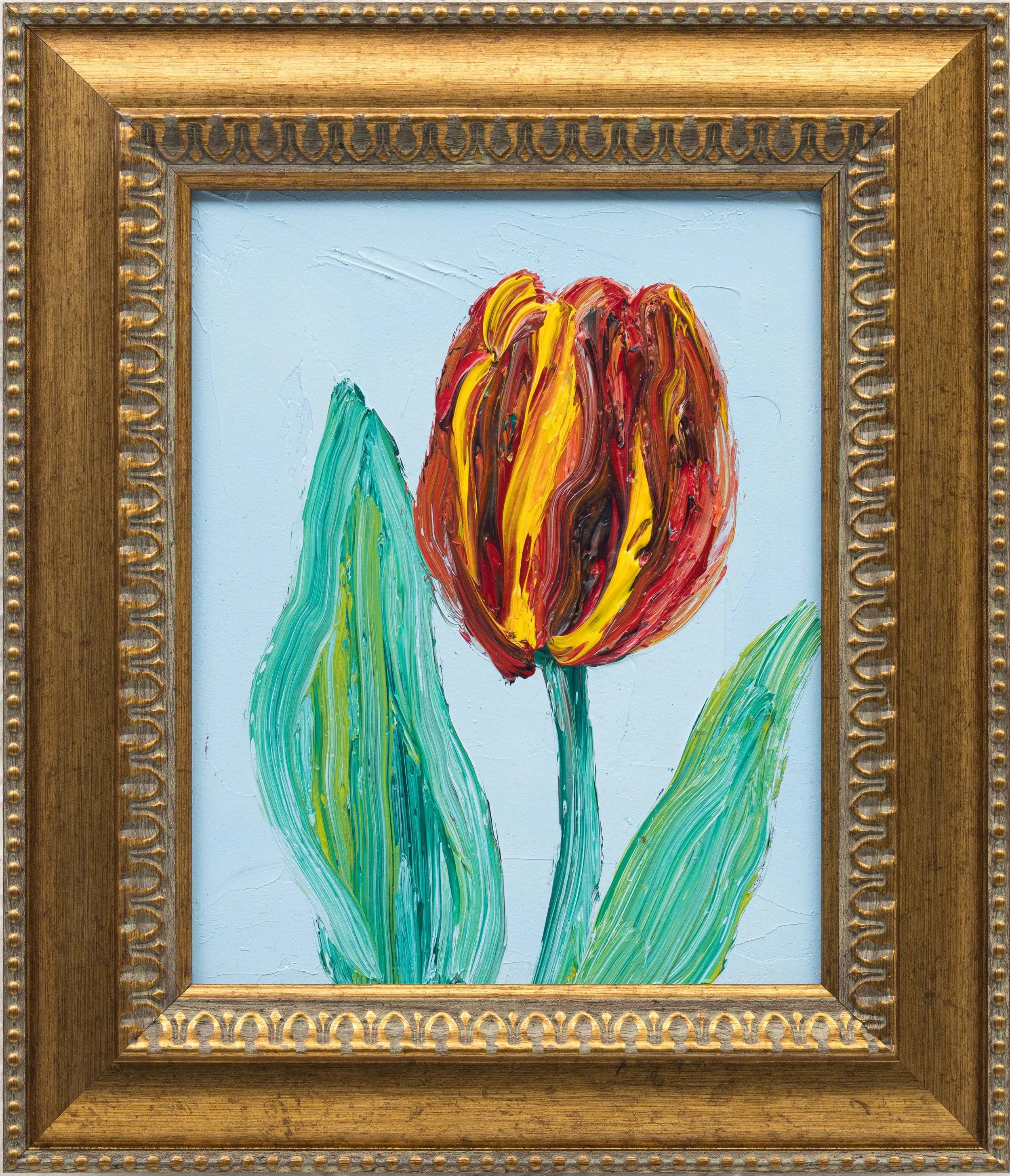 "Red Tulip" 2025, Oil on Wood, 10 x 8 inches