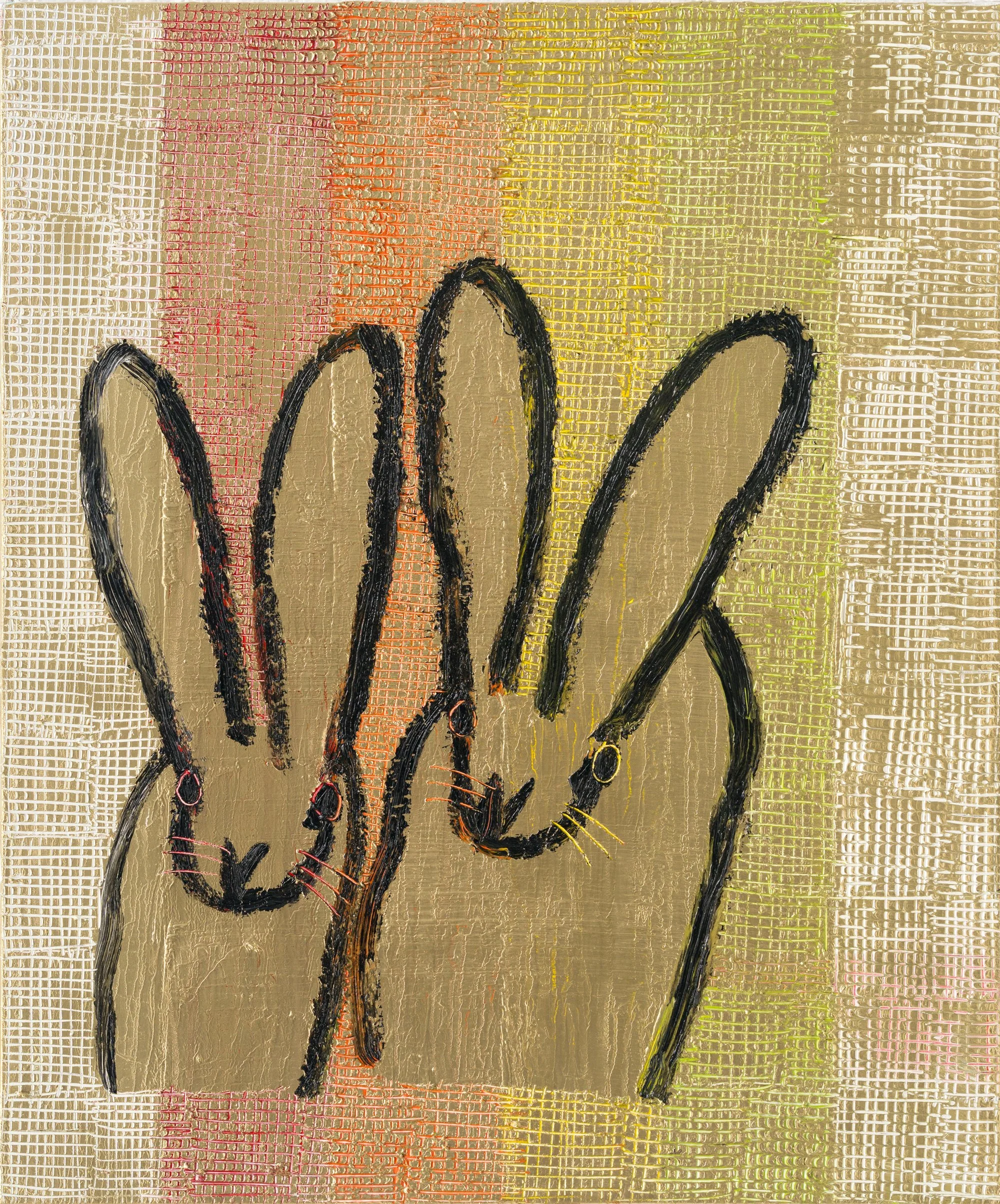 "Scored Double Bunny" 2026, 36 x 30 inches, Oil on Canvas