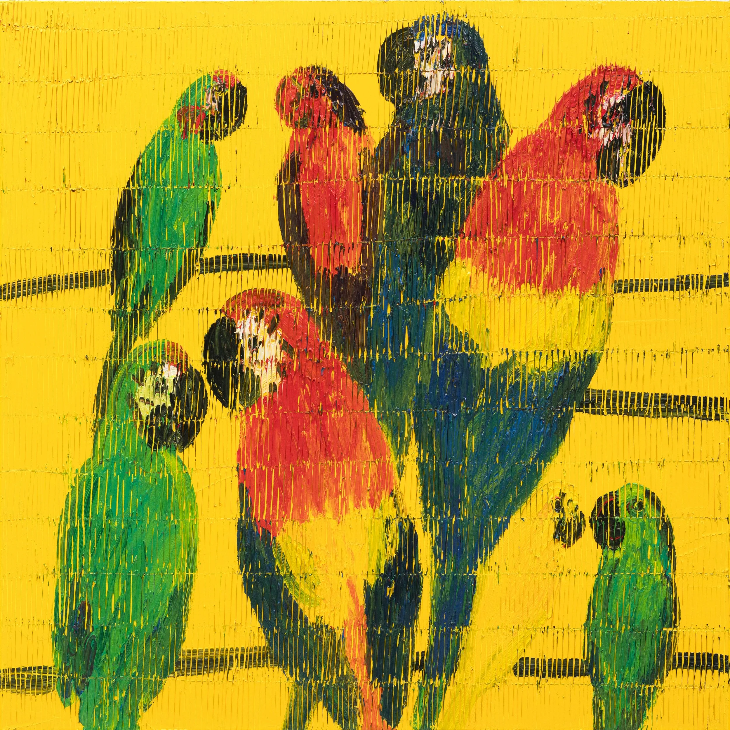 "Aviary Houston St" 2026, Oil on Canvas, 40 x 40 inches 