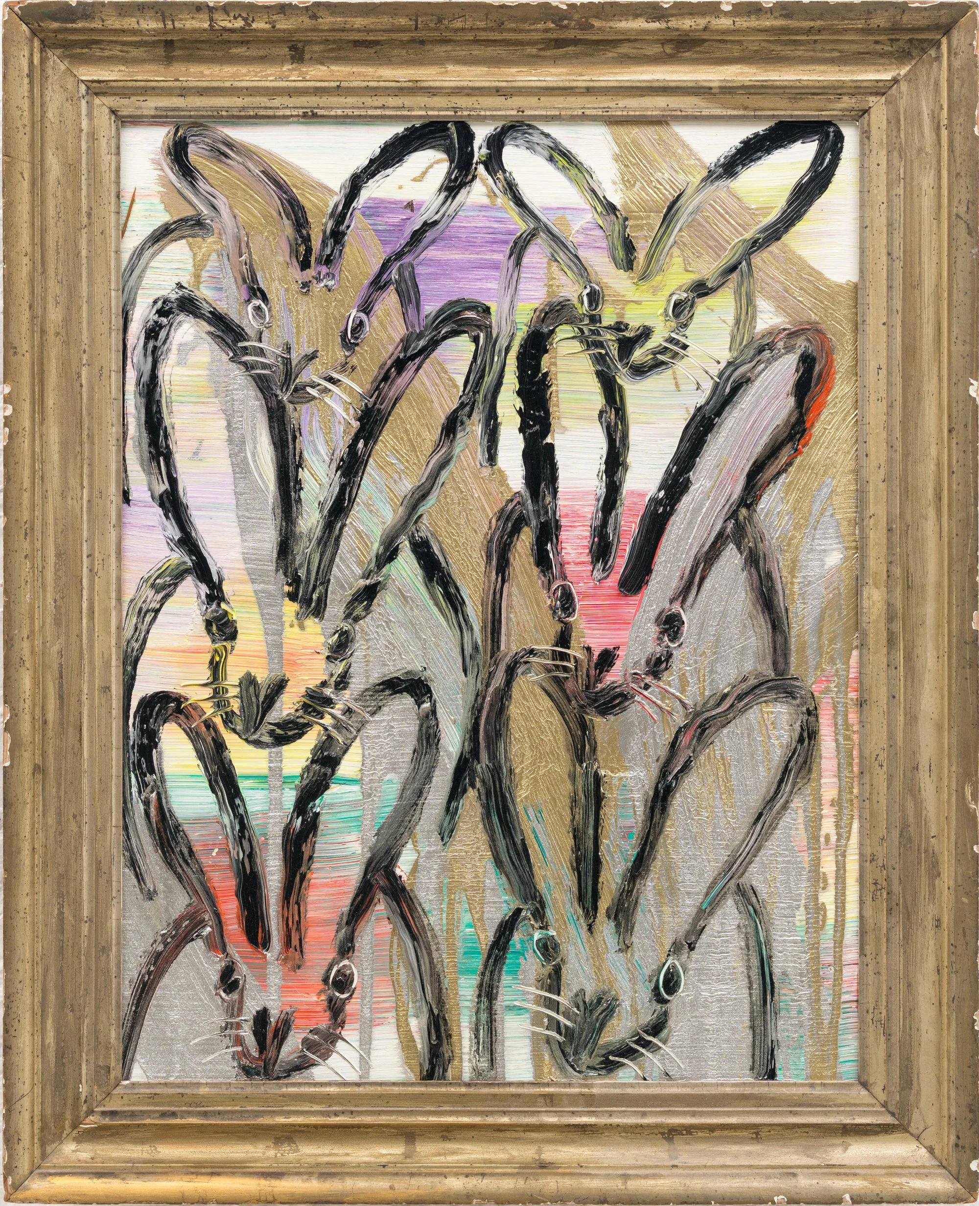 "Six Silver Chinensis Hutch" 2026, Oil on Wood, 26 x 20 inches