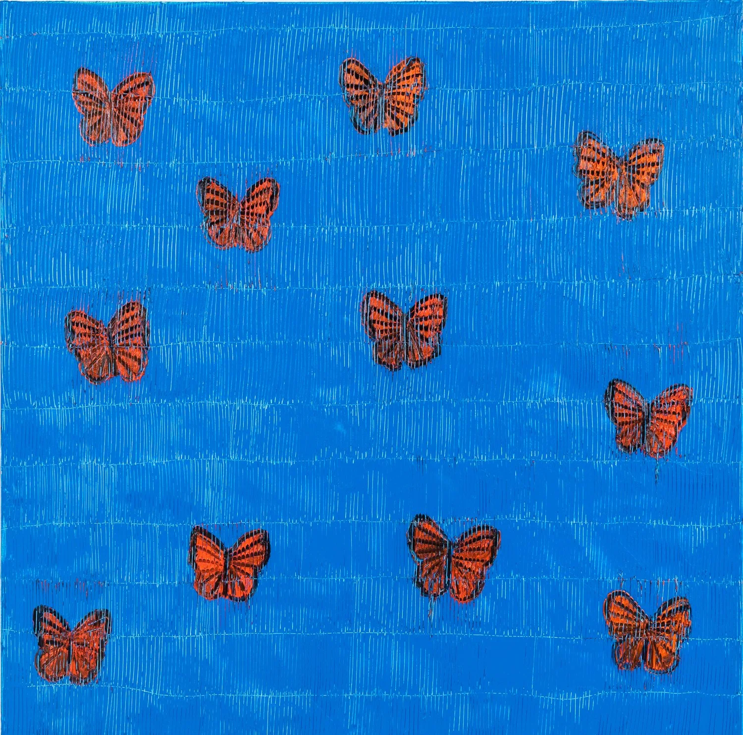 "Migration" 2020, Oil on Wood, 48 x 48 inches.