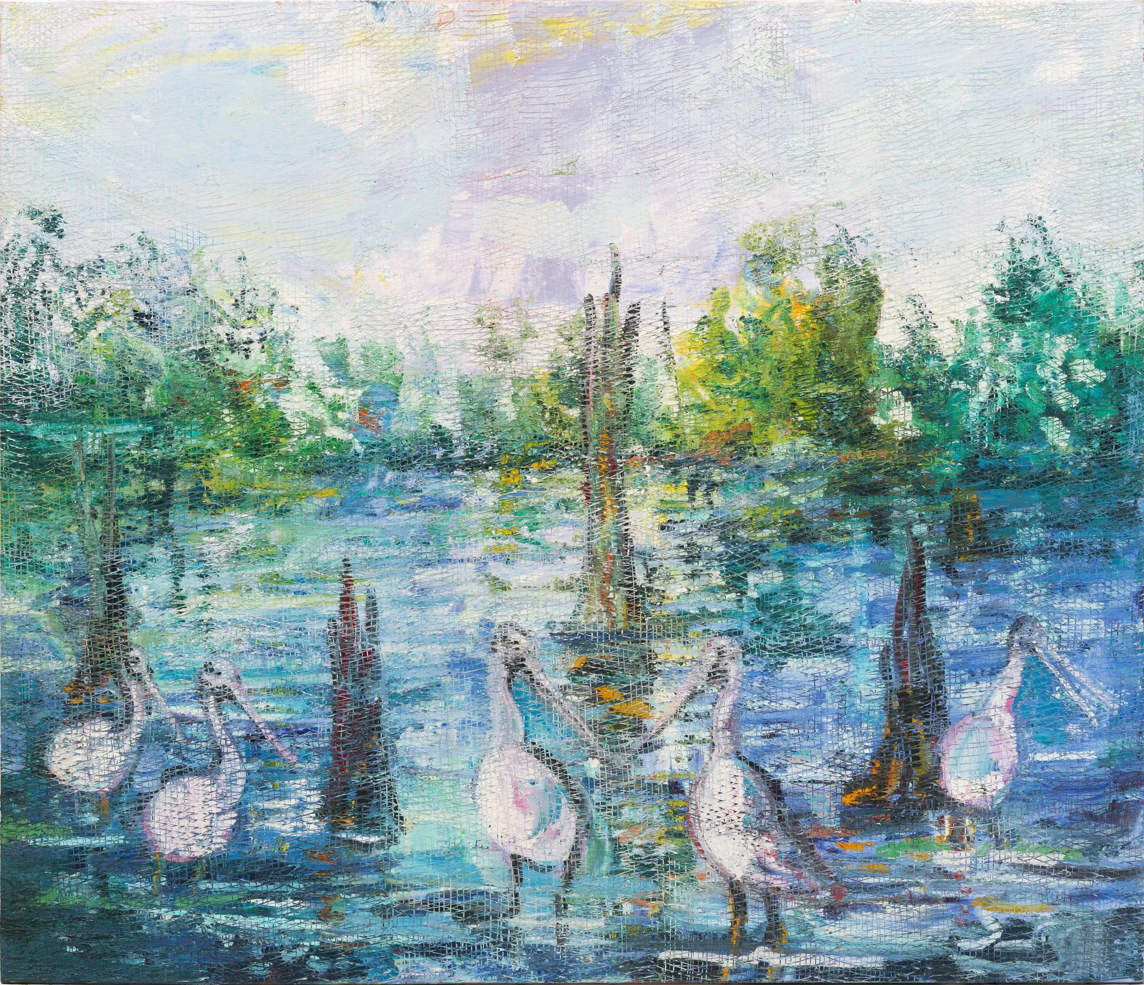"Bayou & Herons" 2009, Oil on Canvas, 60 x 70 inches