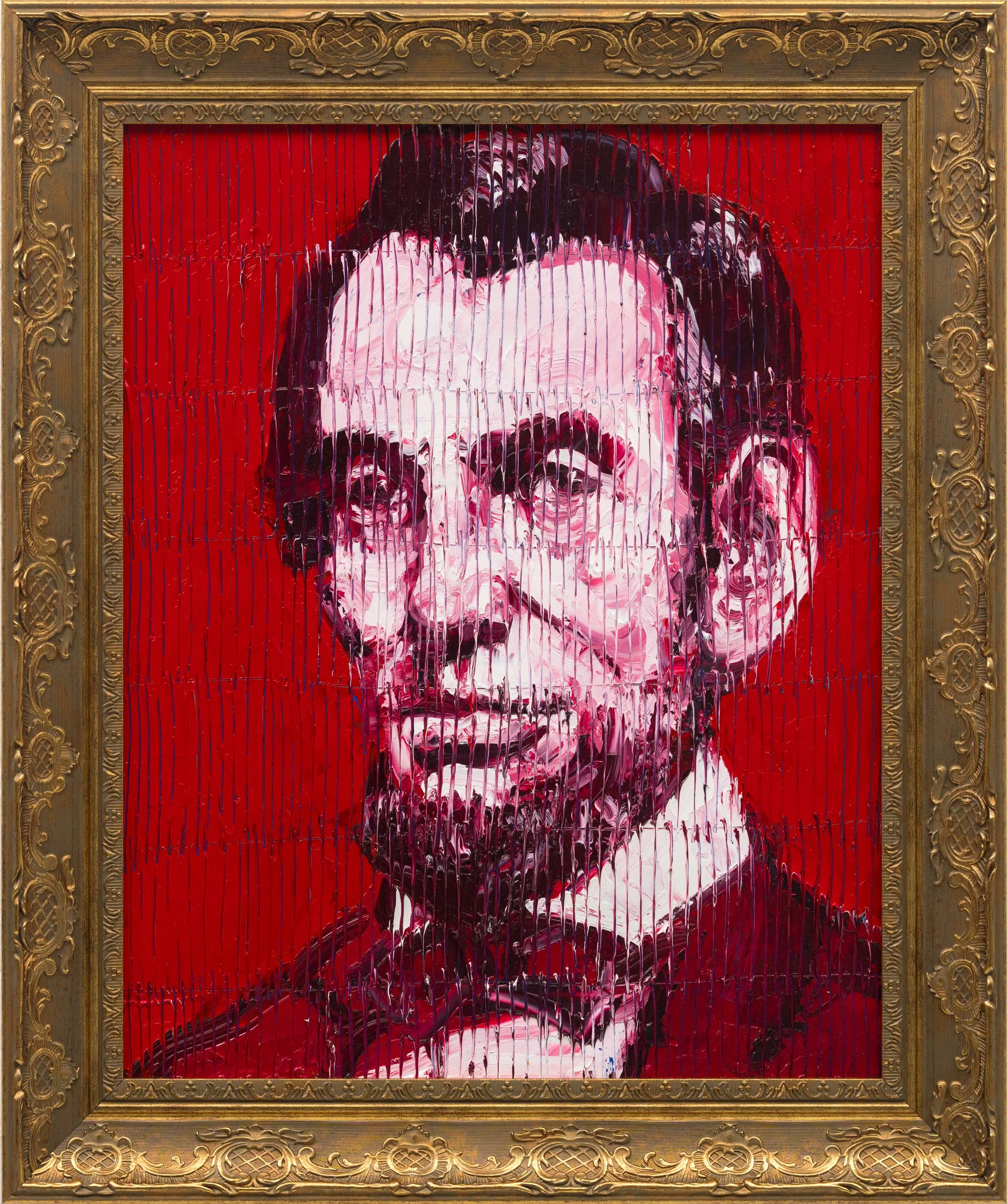 "Red President Lincoln" Oil on Wood, 20 x 16 inches