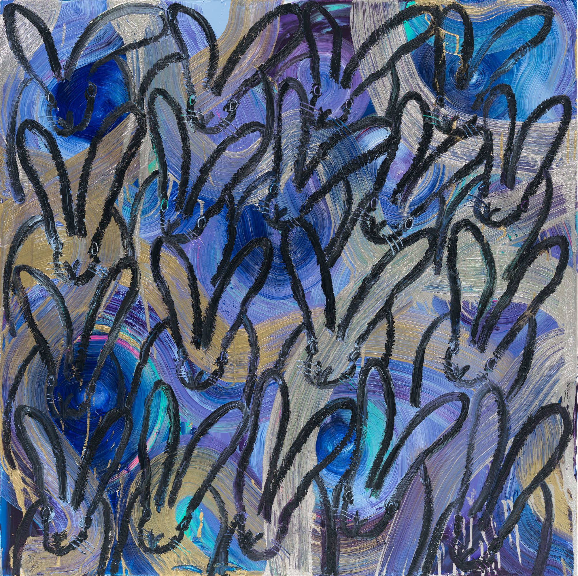 "Totem in Blue" 2026, Oil on Canvas, 48 x 48 inches