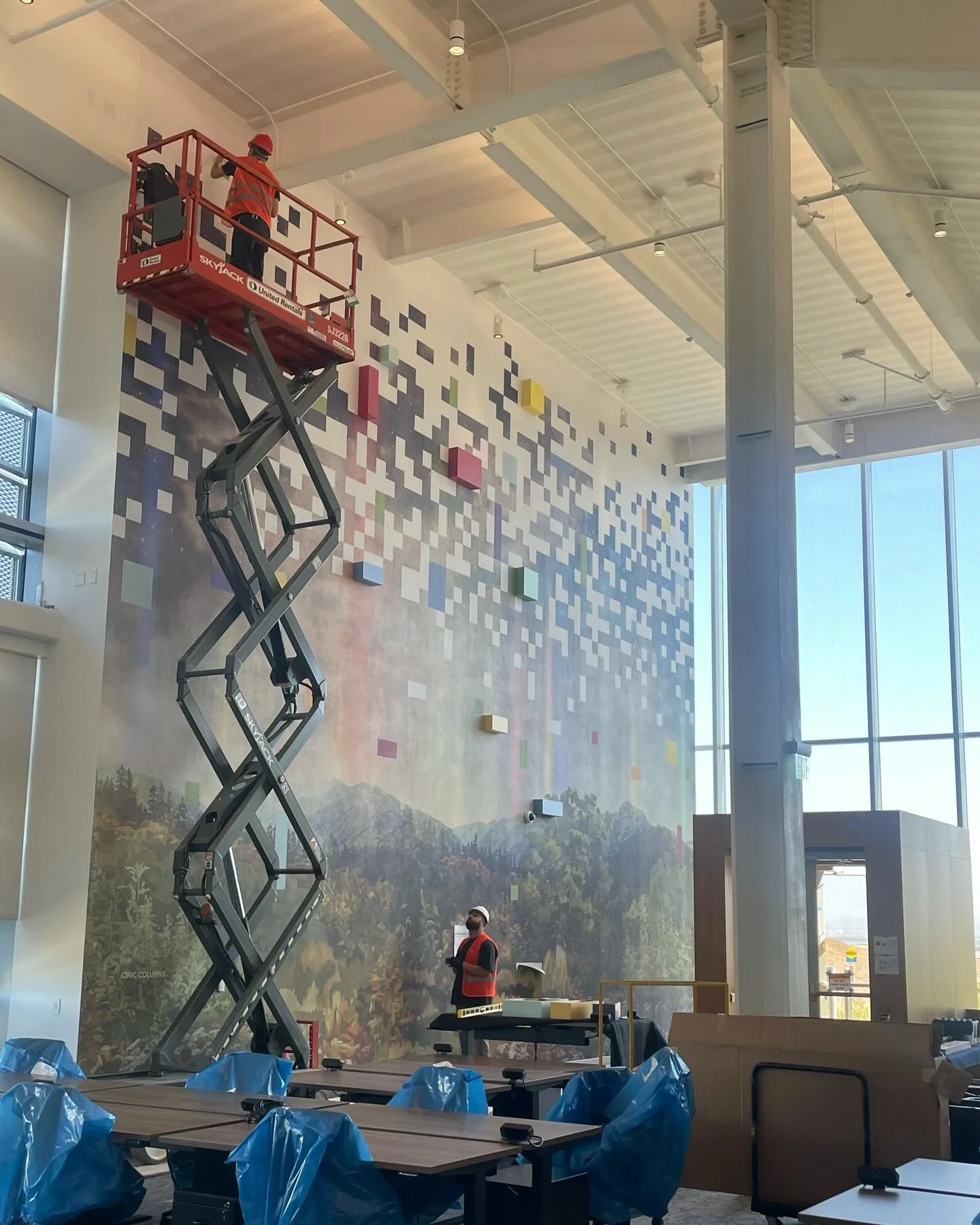 Reaching new heights!  Stay tuned for more exciting updates of our installations at the new Google campus #arthandler #sfbay