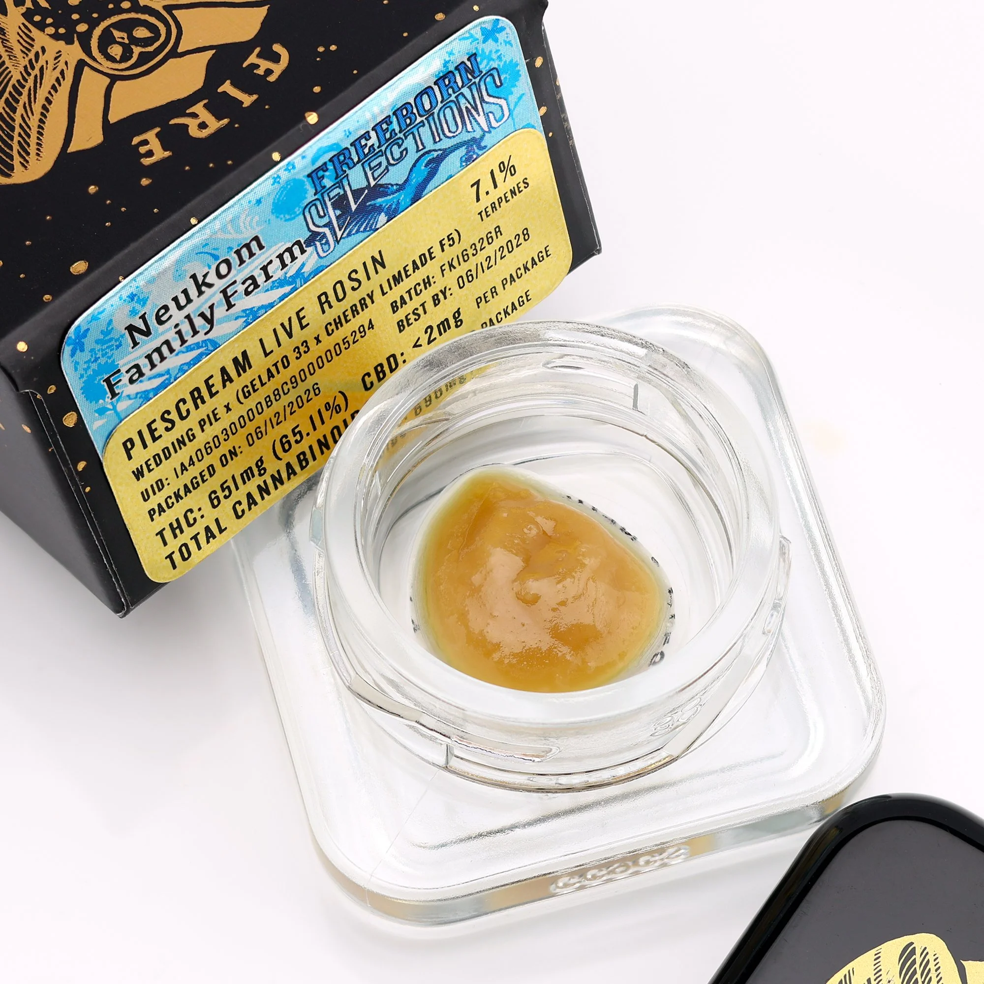 Piescream Live Rosin, grown by Neukom Family Farm, genetics by Freeborn Selections