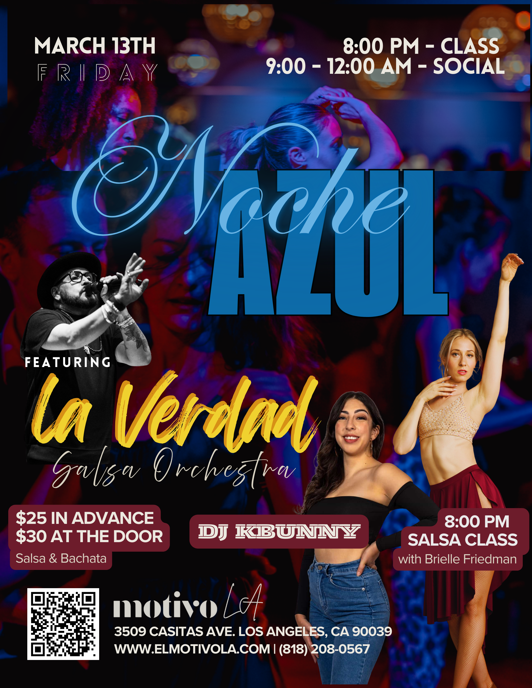 Noche Azul: Salsa &amp; Bachata Social Dancing feat. La Verdad