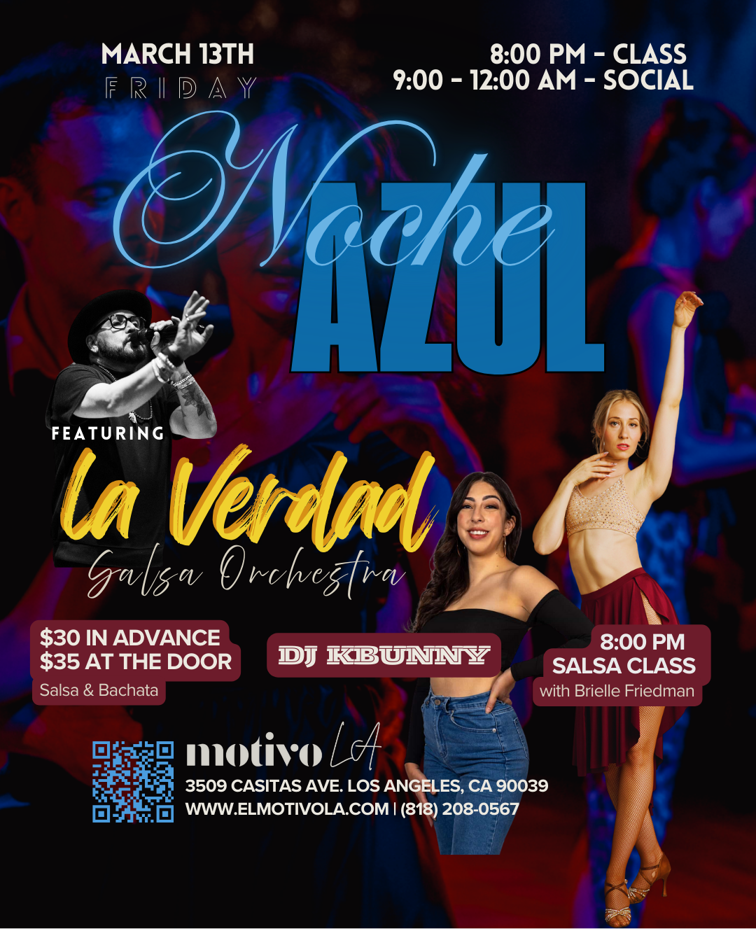 Noche Azul: Salsa &amp; Bachata Social Dancing feat. La Verdad