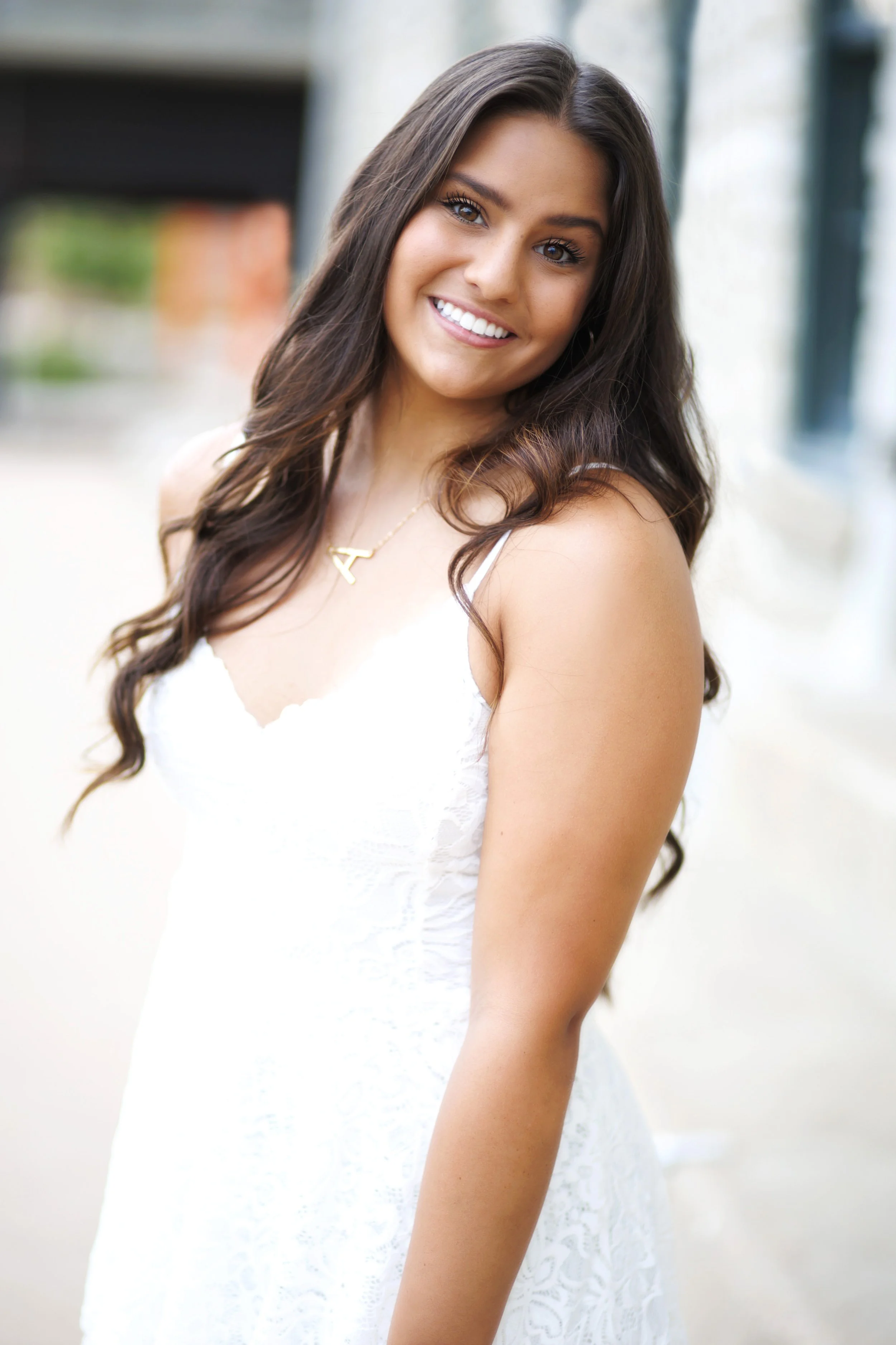 Senior Photo of girl in white dress
