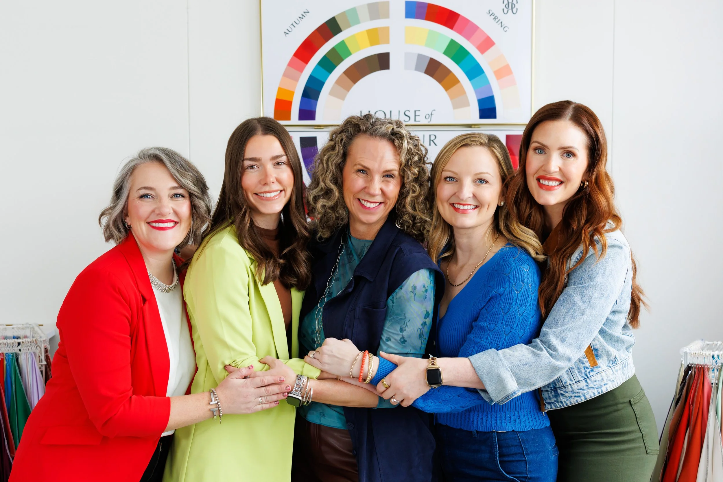 Branding photo of 5 women from House of Color hugging