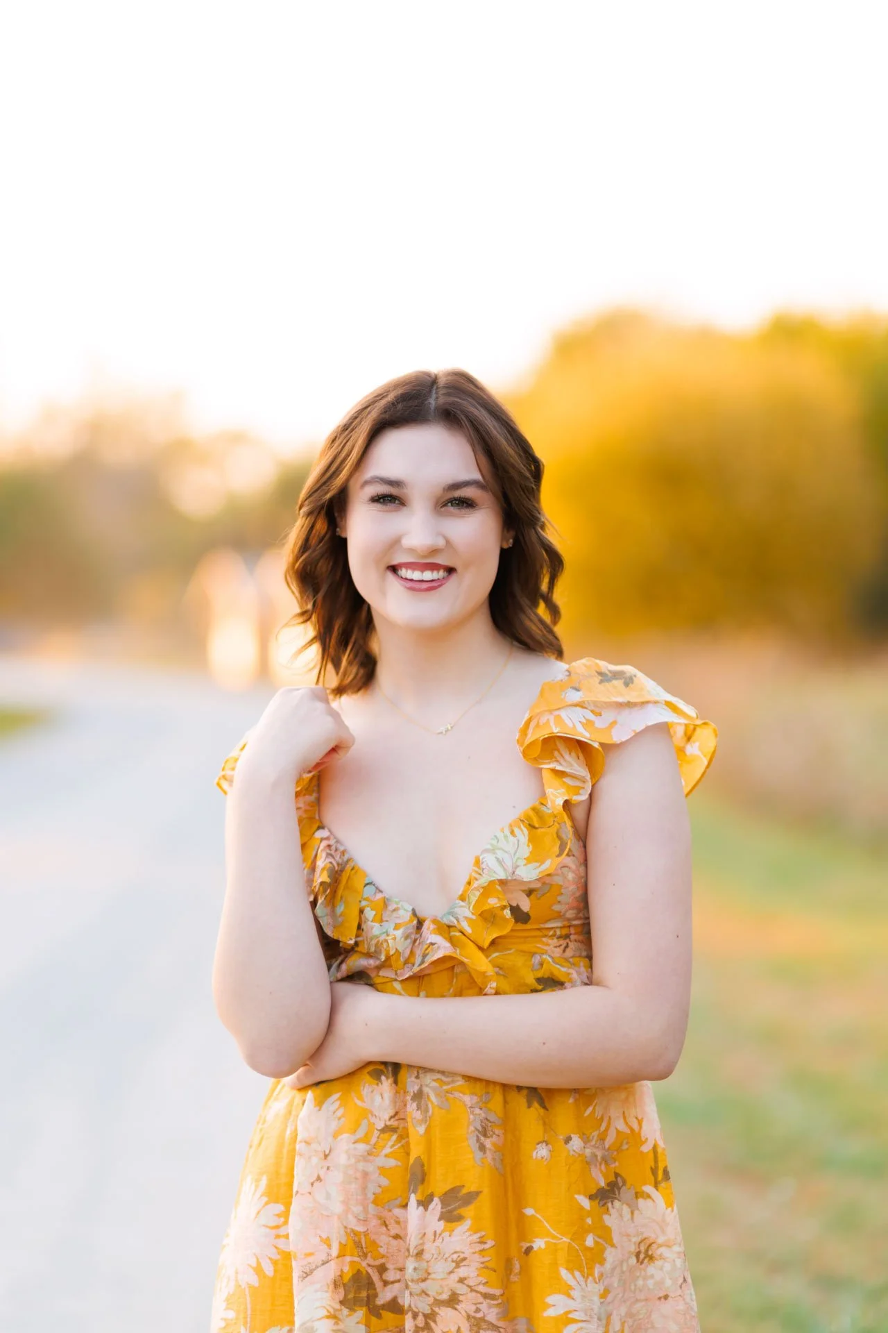 Senior Photo of Girl in Yellow Dress