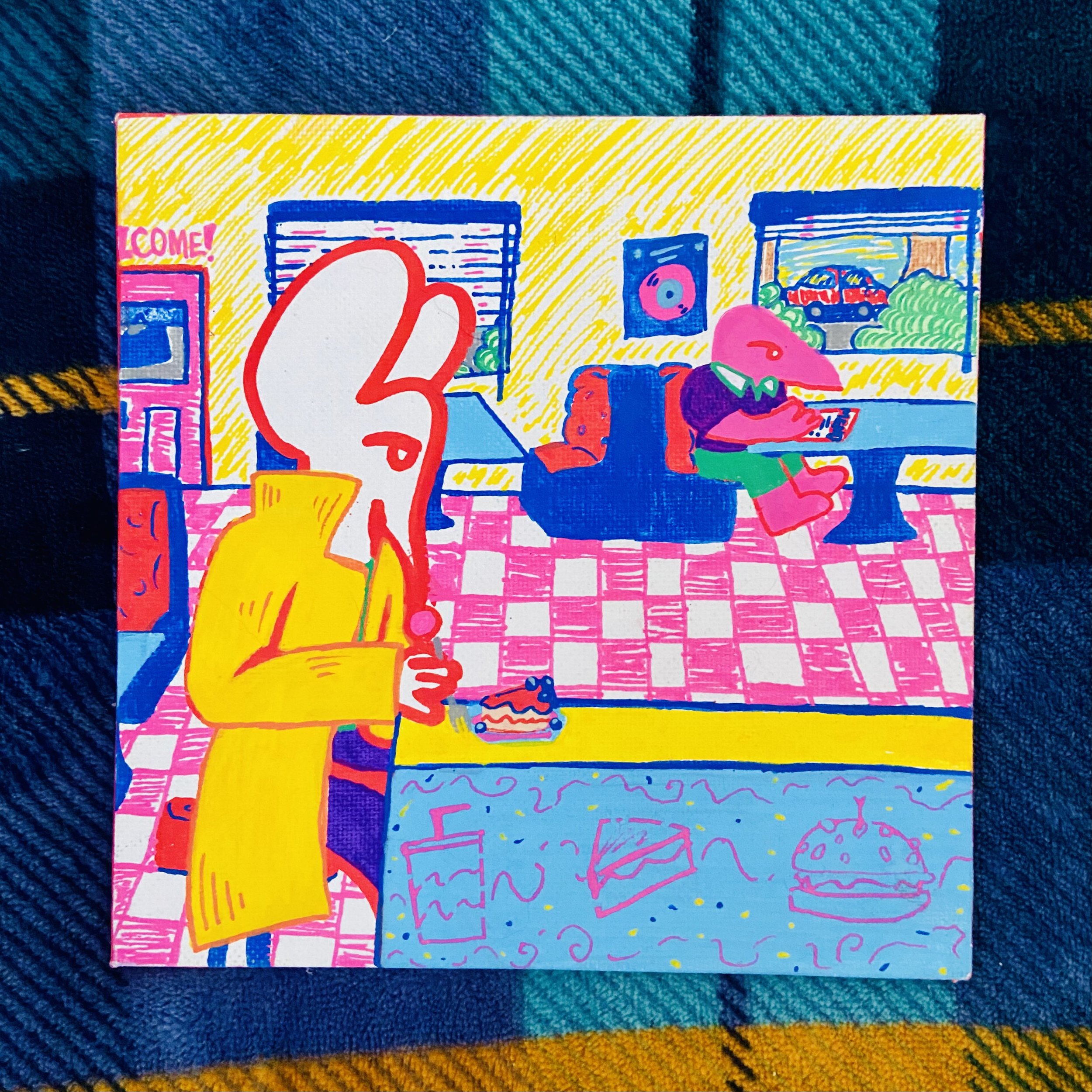 "Cafe Scene" Original 6x6 Painting