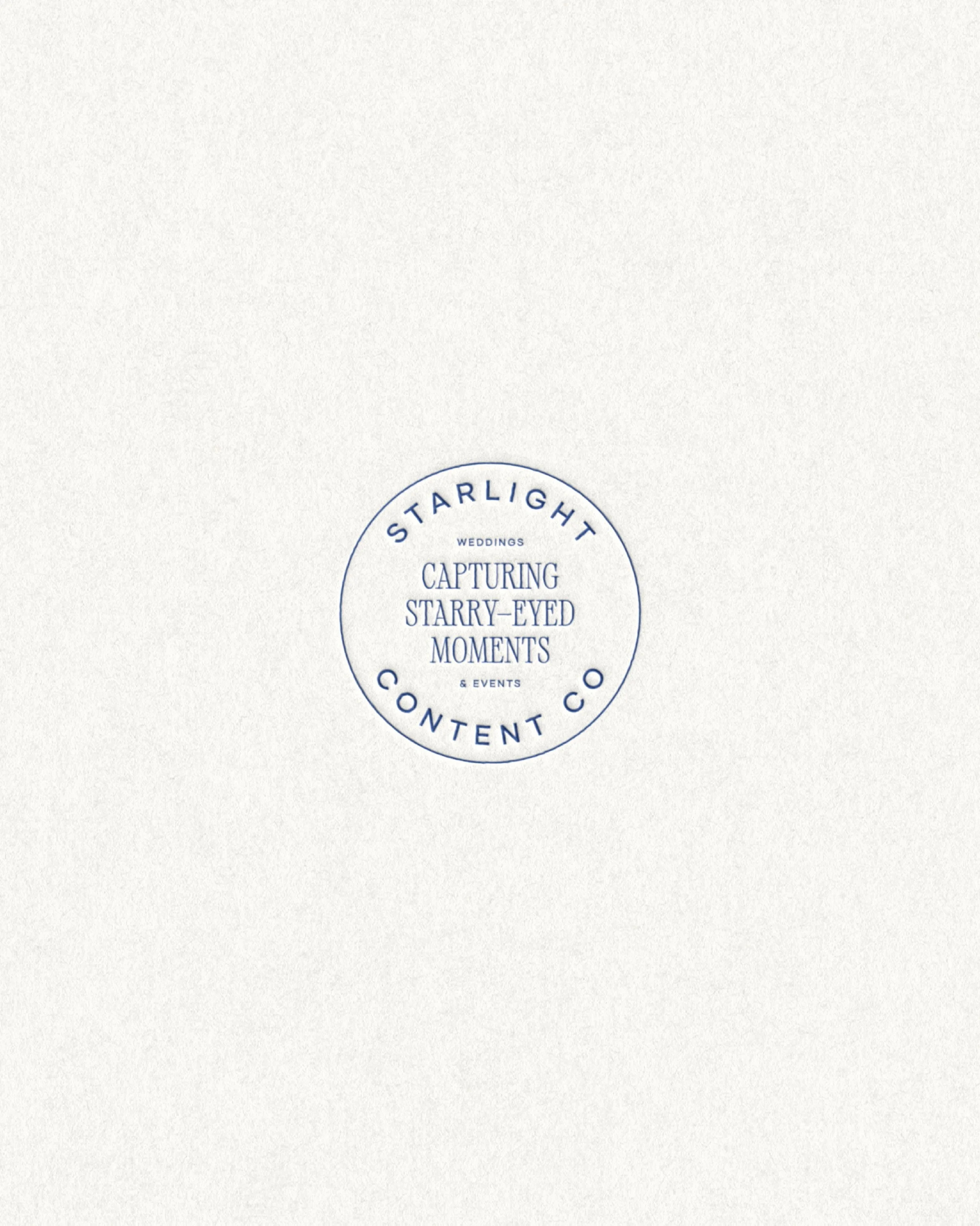 Centered logo with text 'Starlight Content Co. Weddings Capturing Starry-Eyed Moments & Events' on a white background.