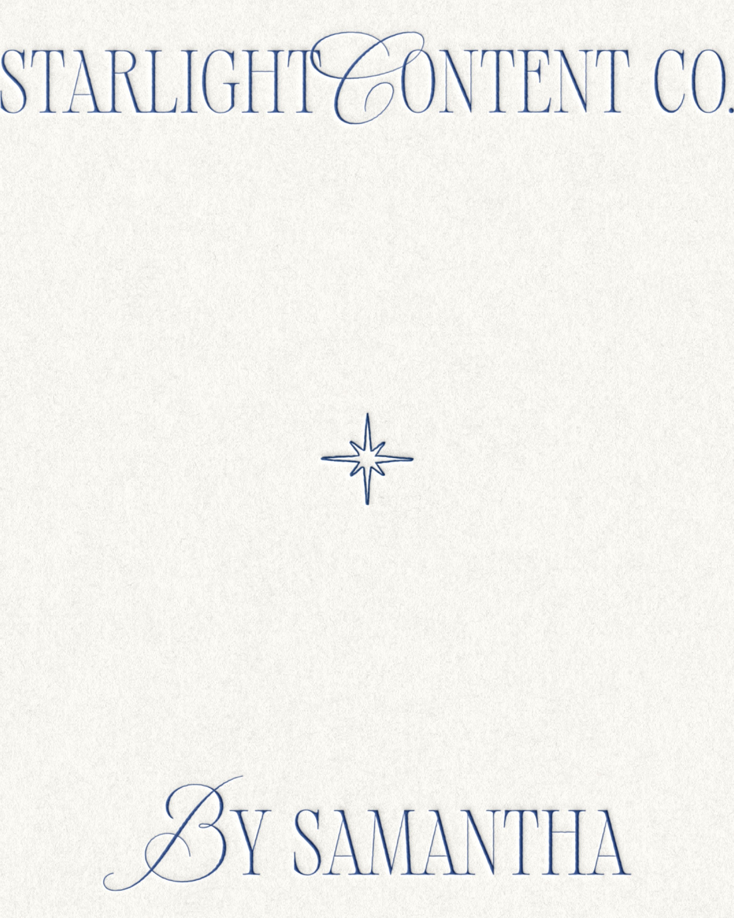 A book cover with the title 'Starlight Content Co.' and the author 'by Samantha,' featuring a simple star illustration in the center.