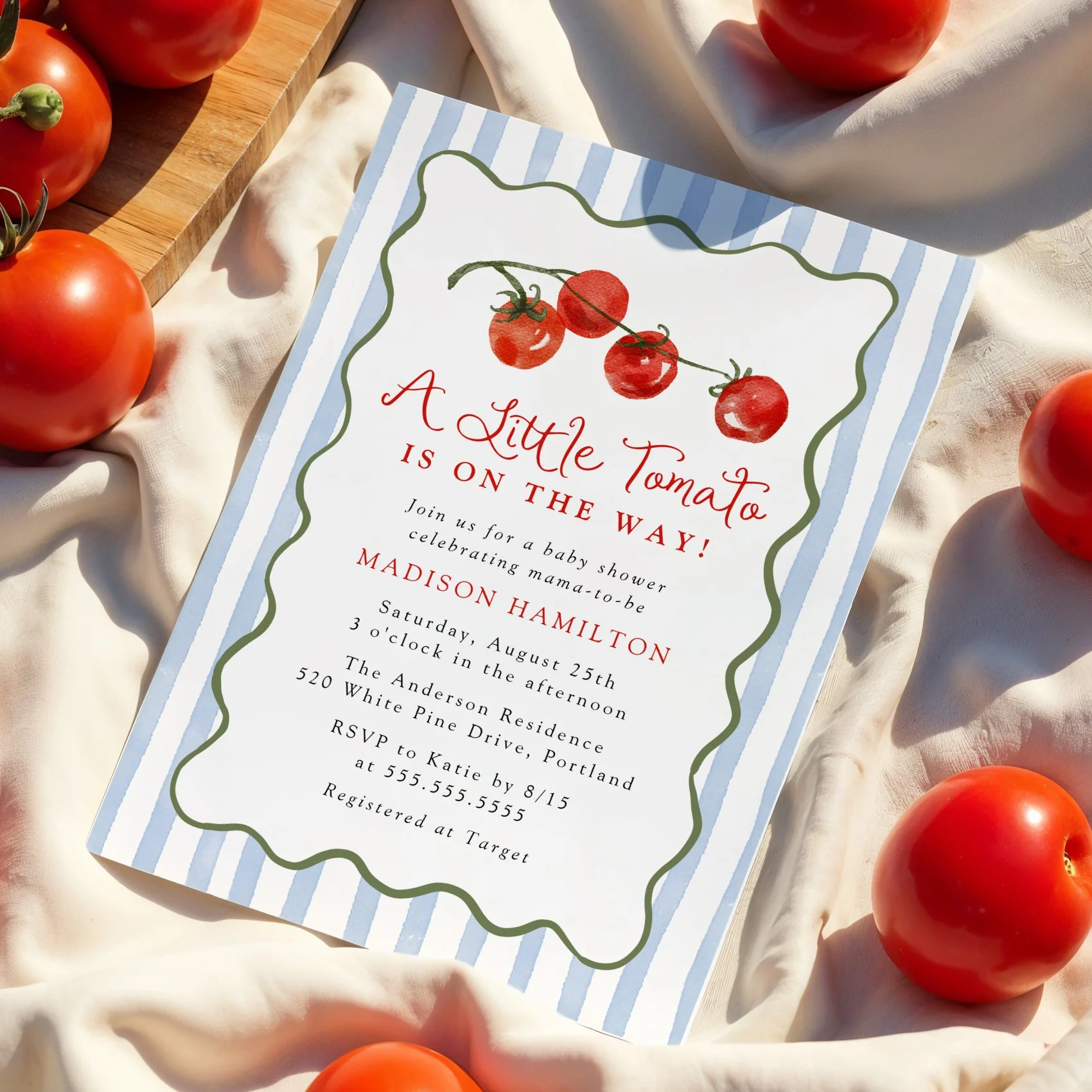 A Little Tomato Is on the Way Baby Shower Invitation