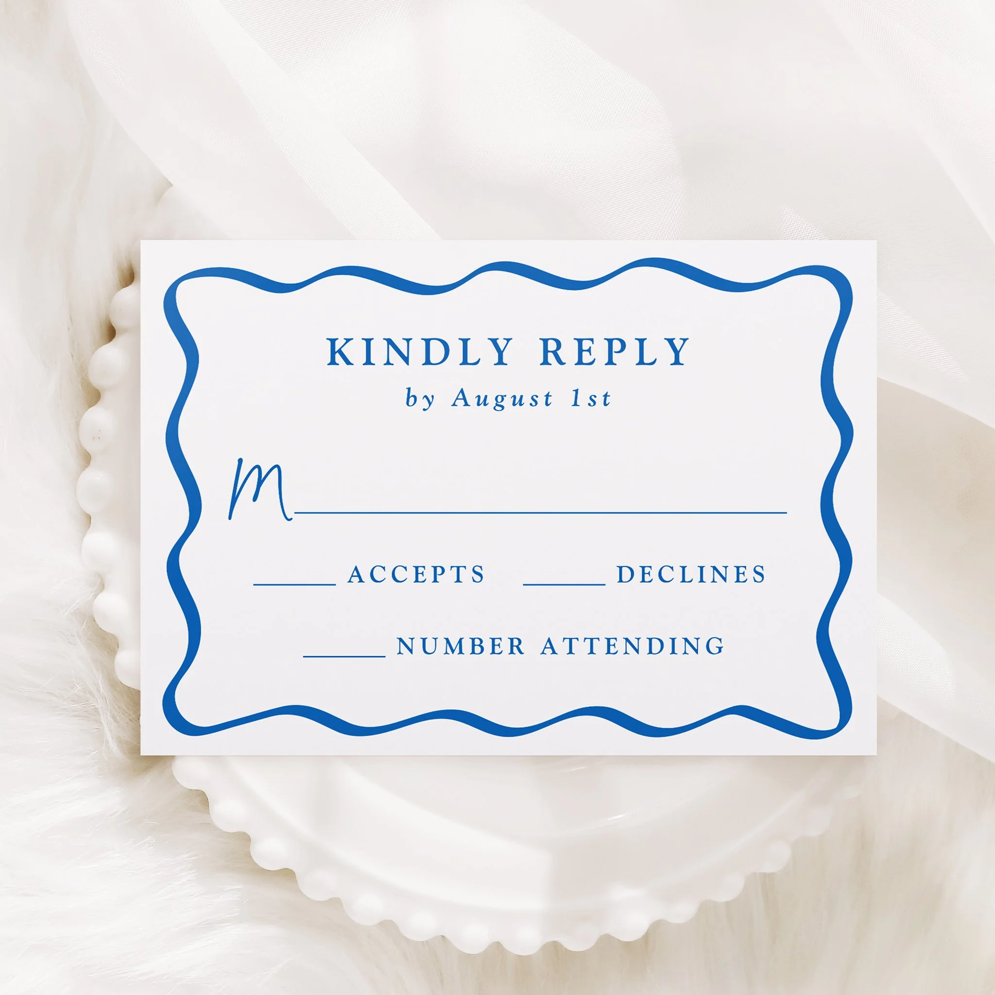 Modern Wavy Frame Letterpress Wedding RSVP Cards