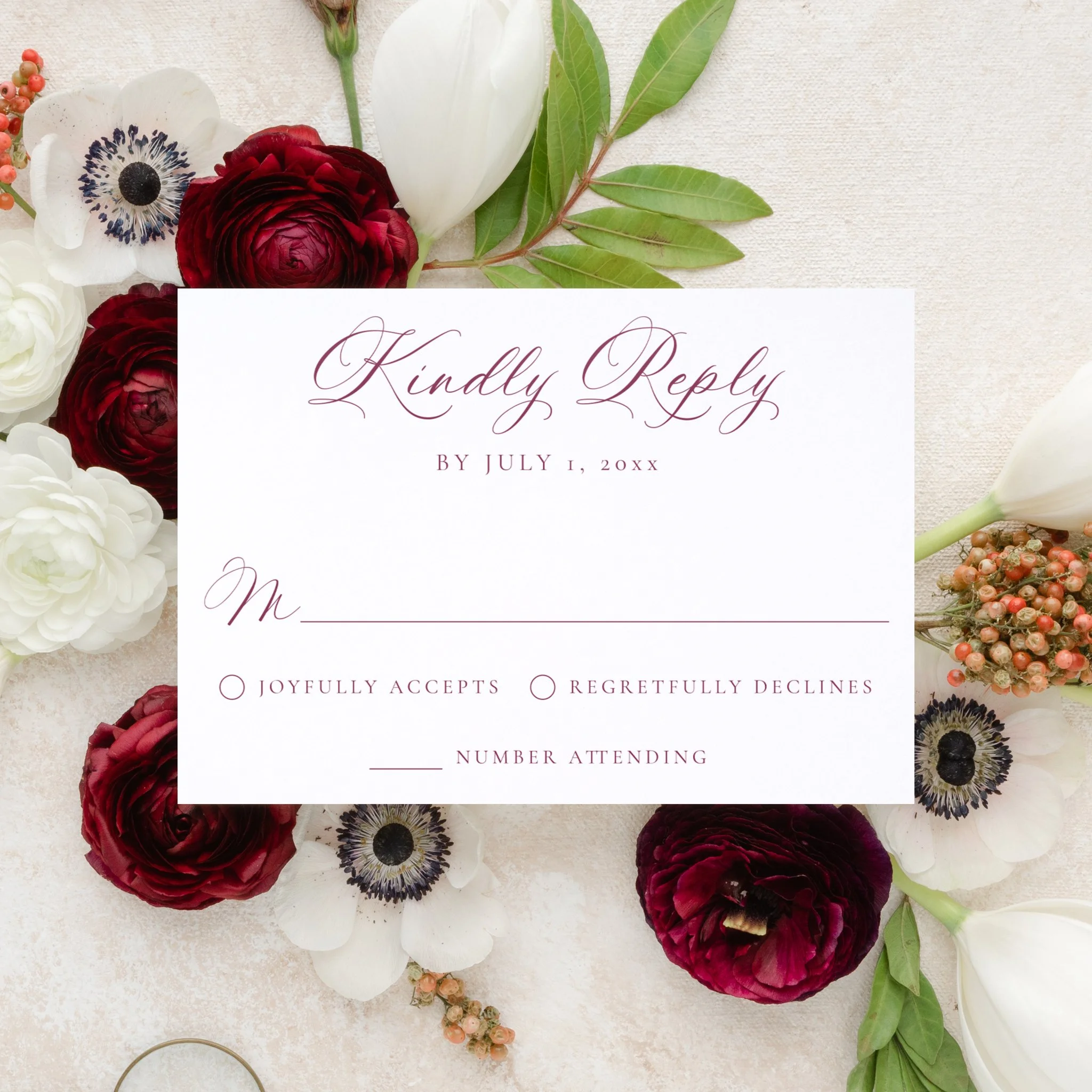 Elegant Calligraphy Letterpress Wedding RSVP Cards