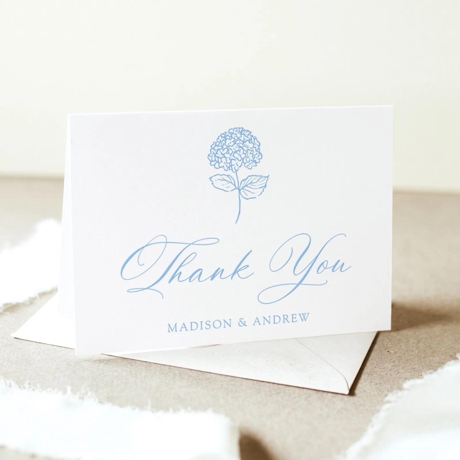 Classic Hydrangea Letterpress Wedding Thank You Card