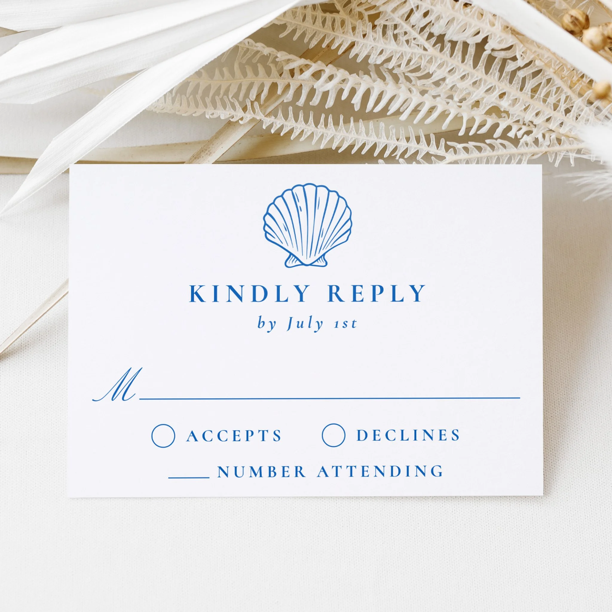 Coastal Seashell Letterpress Wedding RSVP Cards