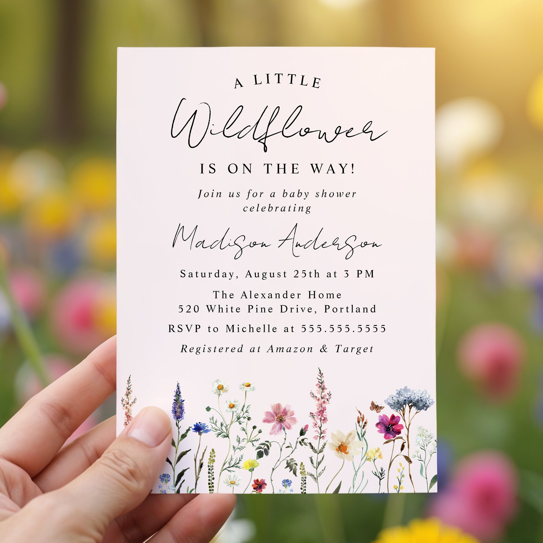 late-bloom-paperie_cover-photos_baby-showers_elegant-wildflower-meadow_baby-shower-invitation_a-little-wildflower-is-on-the-way_3_blush-pink.jpg