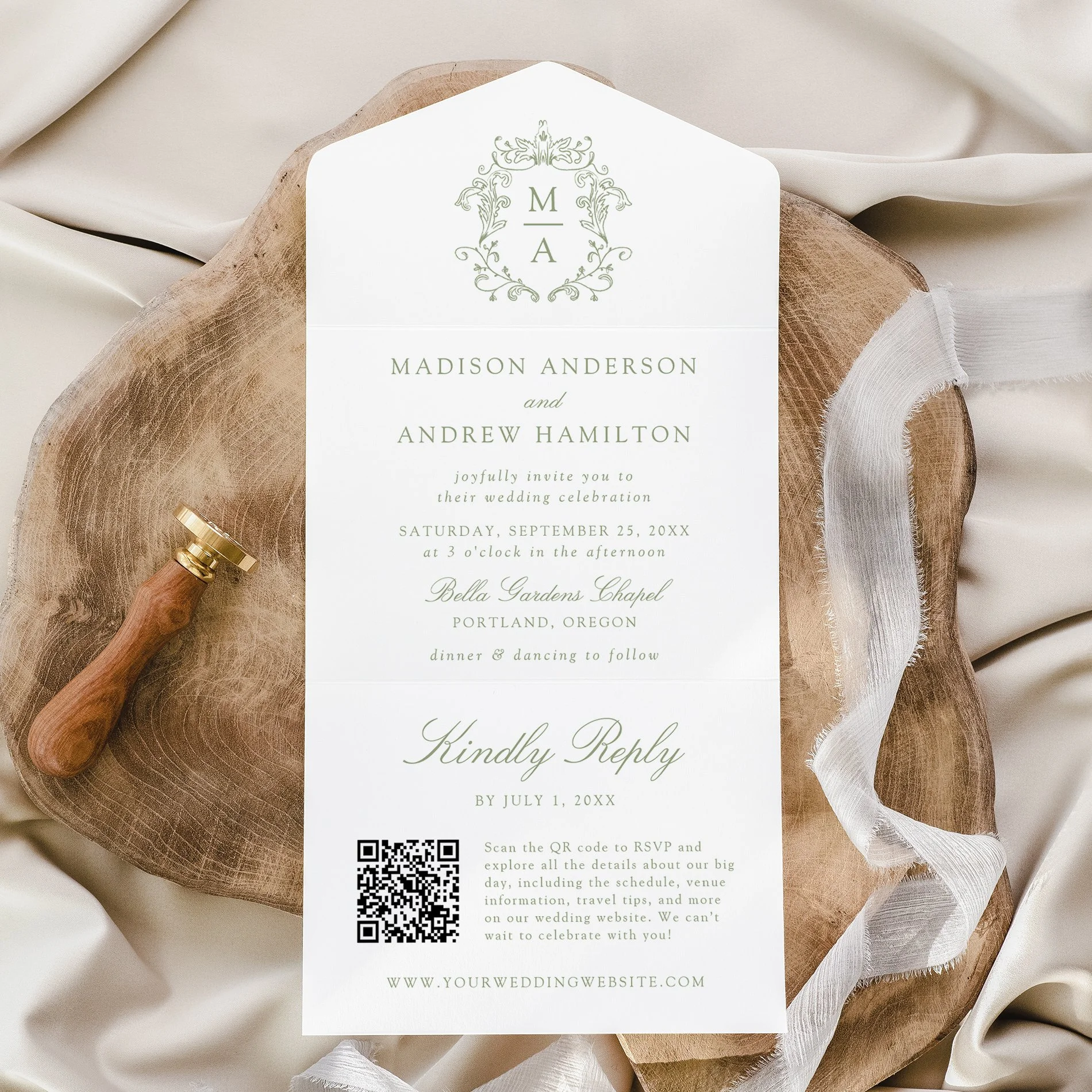 late-bloom-paperie_cover-photos_weddings_Elegant-Chinoiserie-Crest_monogram-invitation_all-in-one-invitation_1_qr-code-rsvp_sage-green.jpg