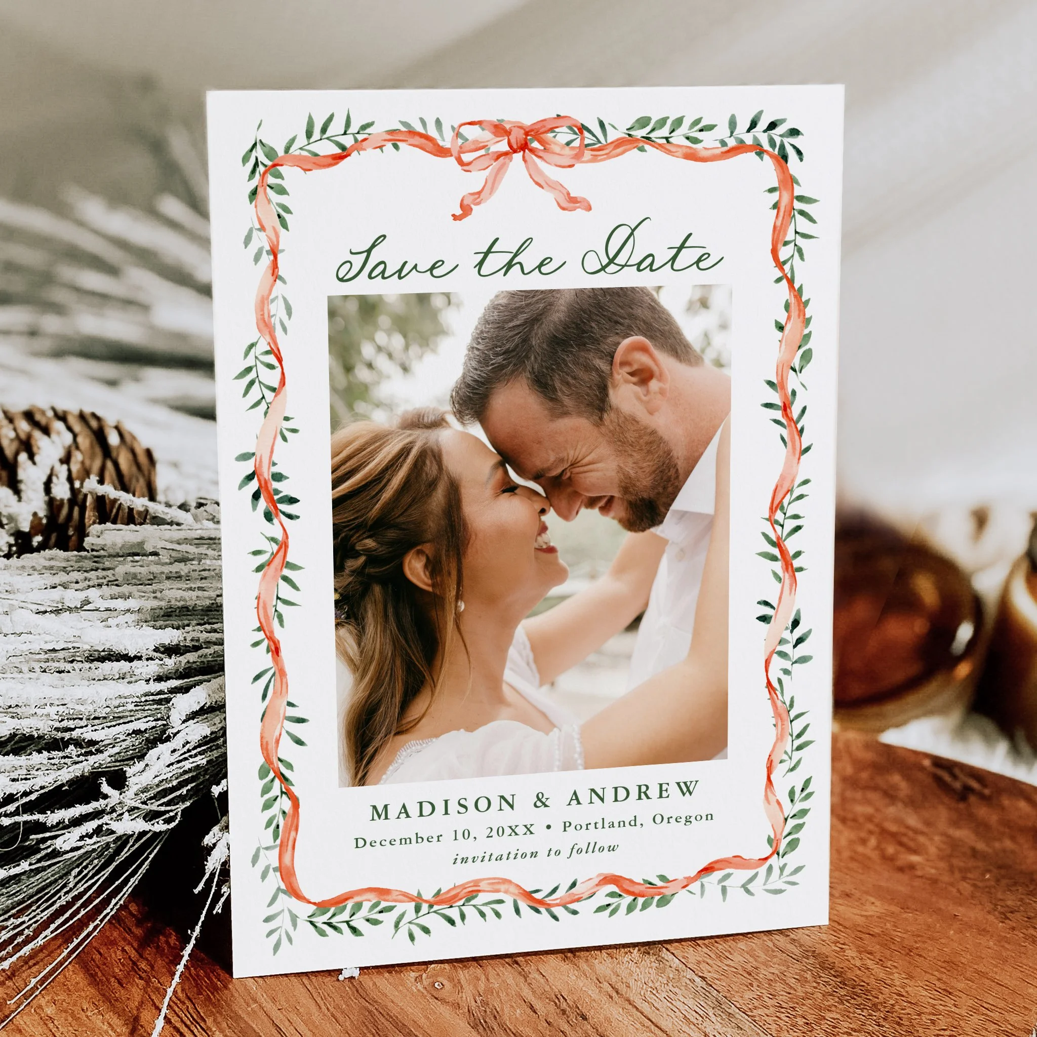 late-bloom-paperie_weddings_save-the-dates_elegant-red-ribbon-greenery-holiday_1_white.jpg