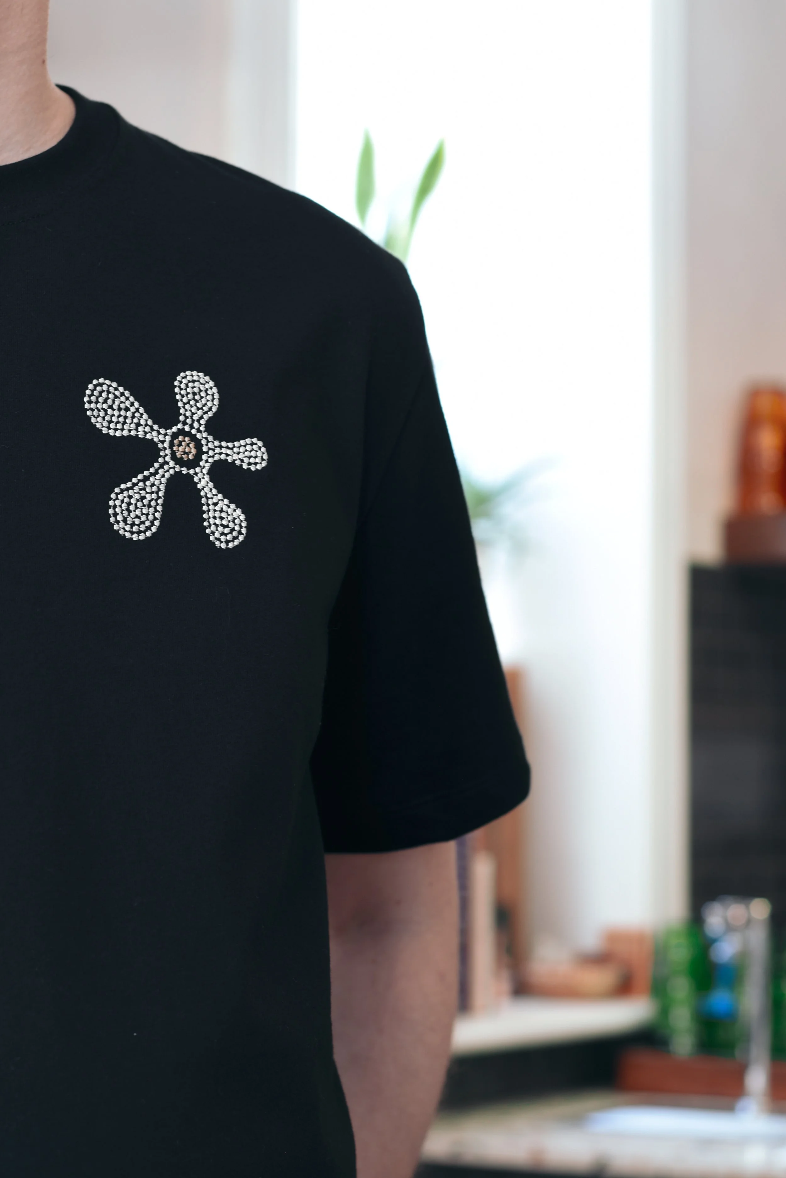 KANOO Black Embroidered Tee