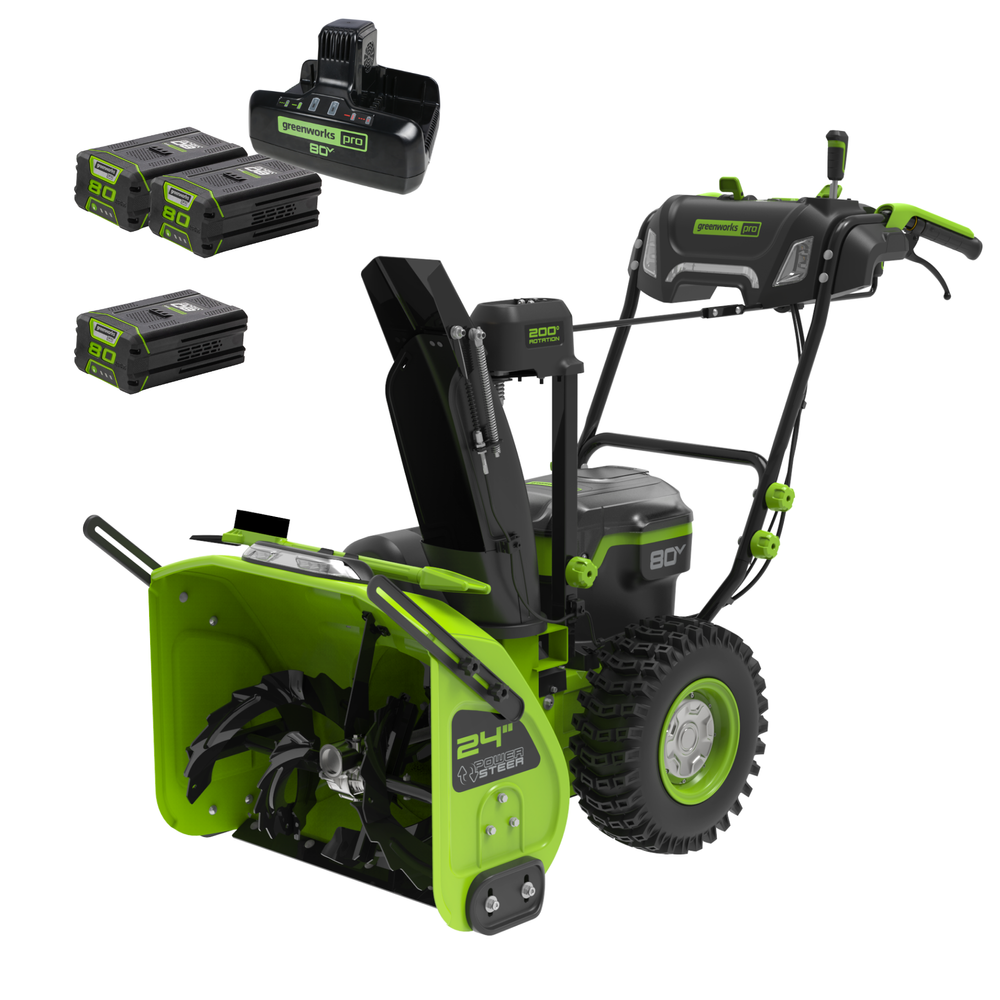 Greenworks 24″ 80V Cordless Two-Stage Snow Blower - SNB408