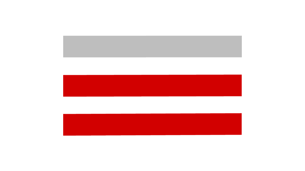 BFM Logo flag with black, red, and gray horizontal stripes.