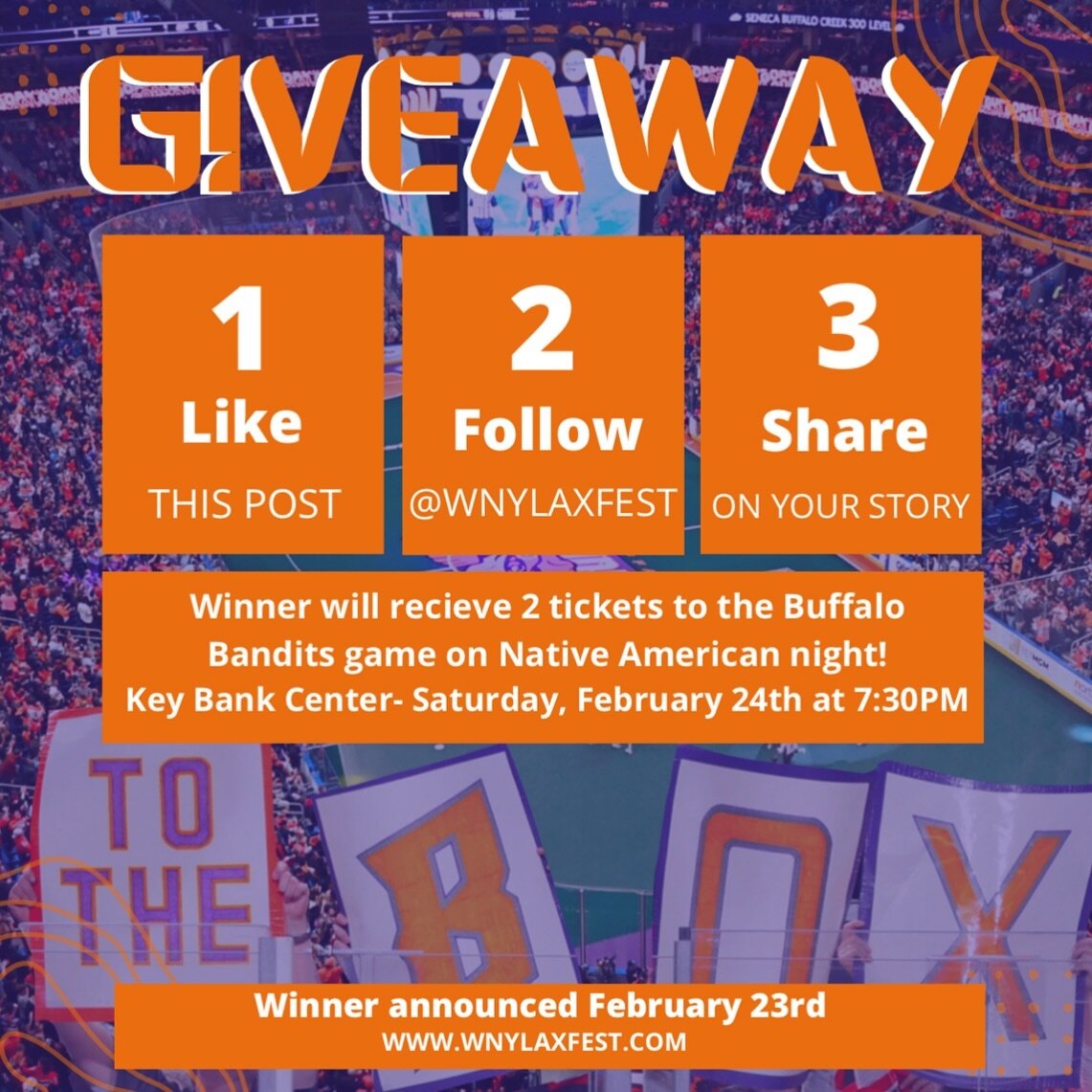 ENTER TO WIN BUFFALO BANDITS TICKETS‼️
🦬🥍

To enter:
1. Like this post
2. Follow us
3. Share to your story
Comment and tag friends for extra entries!

Winner will be chosen and contacted directly from this account on February 23rd! 

#GoBandits #Co