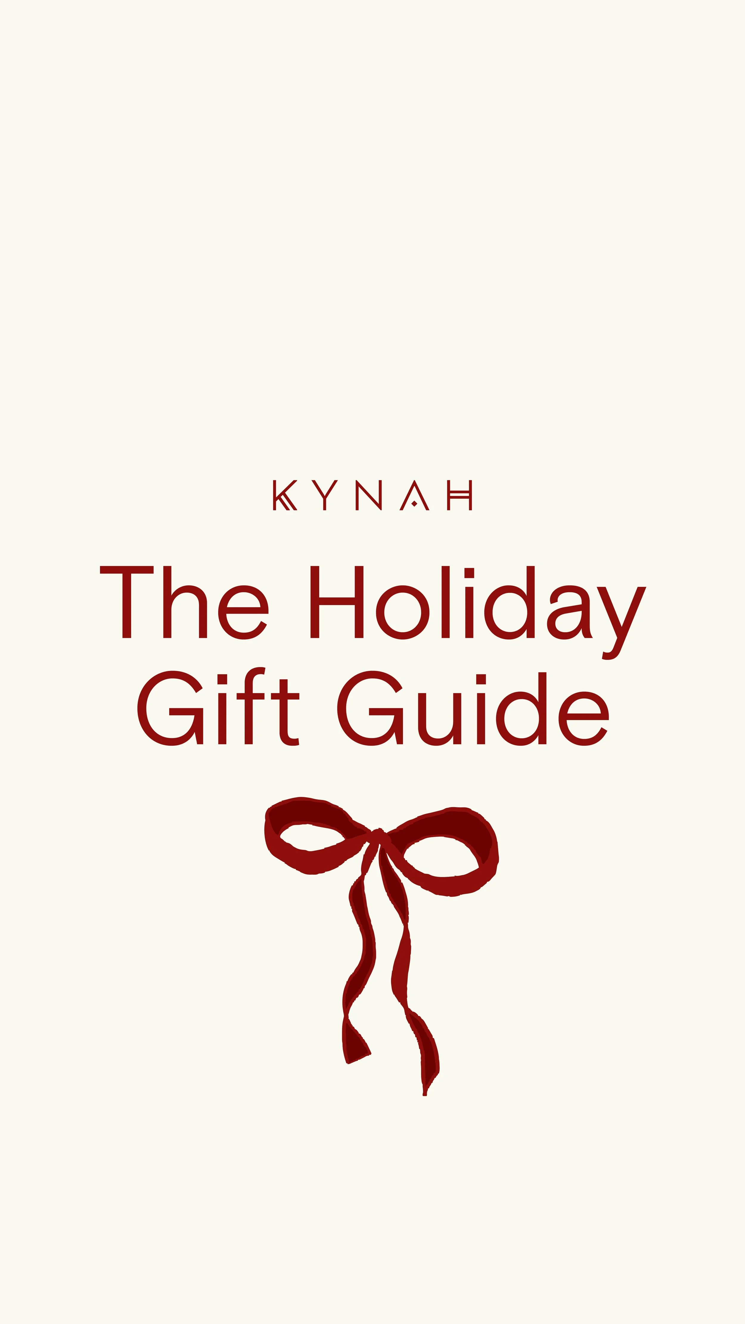 Book cover titled 'The Holiday Gift Guide' by Kynah with a red ribbon graphic.