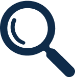 Magnifying glass icon on a black background