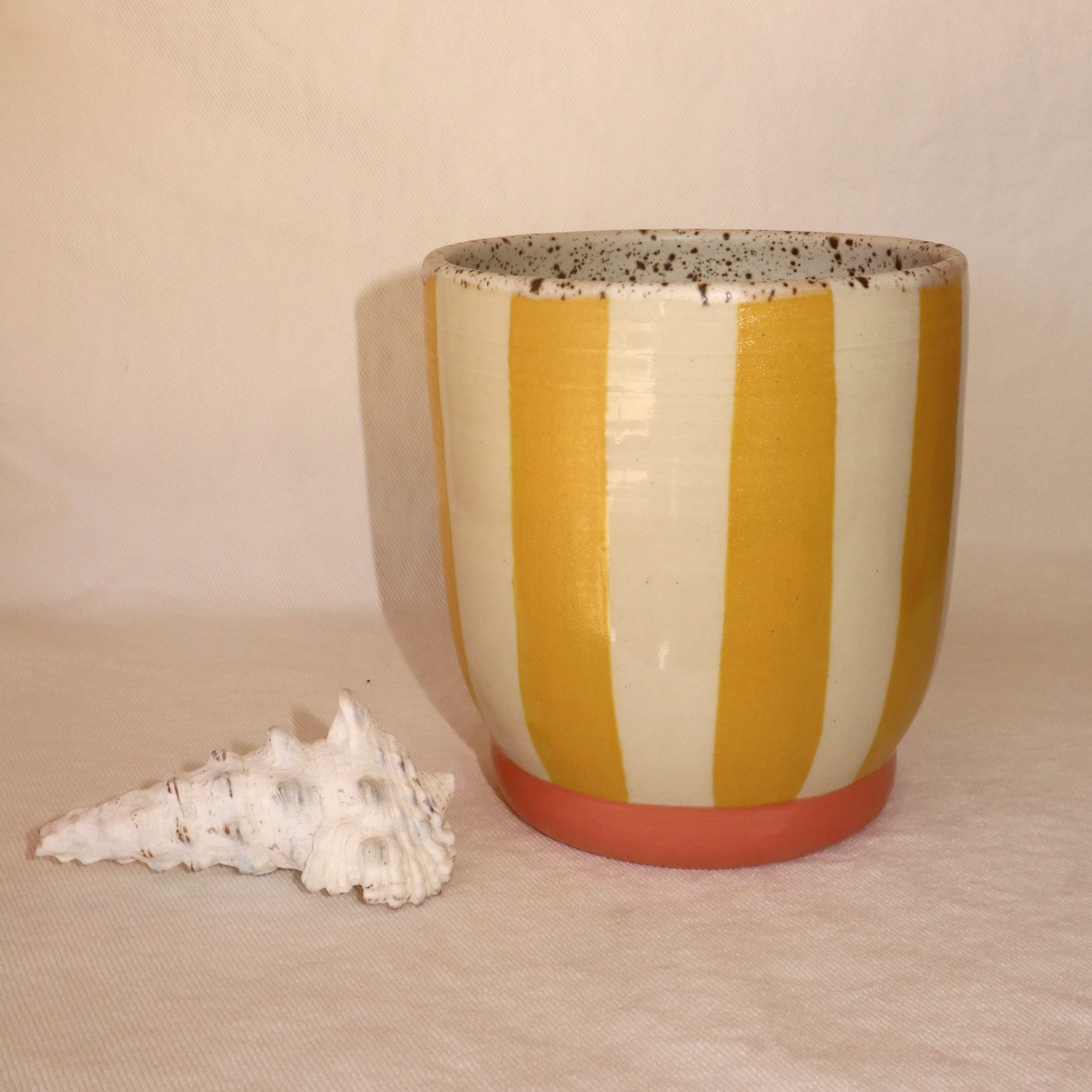 Yellow Stripe Utensil Holder