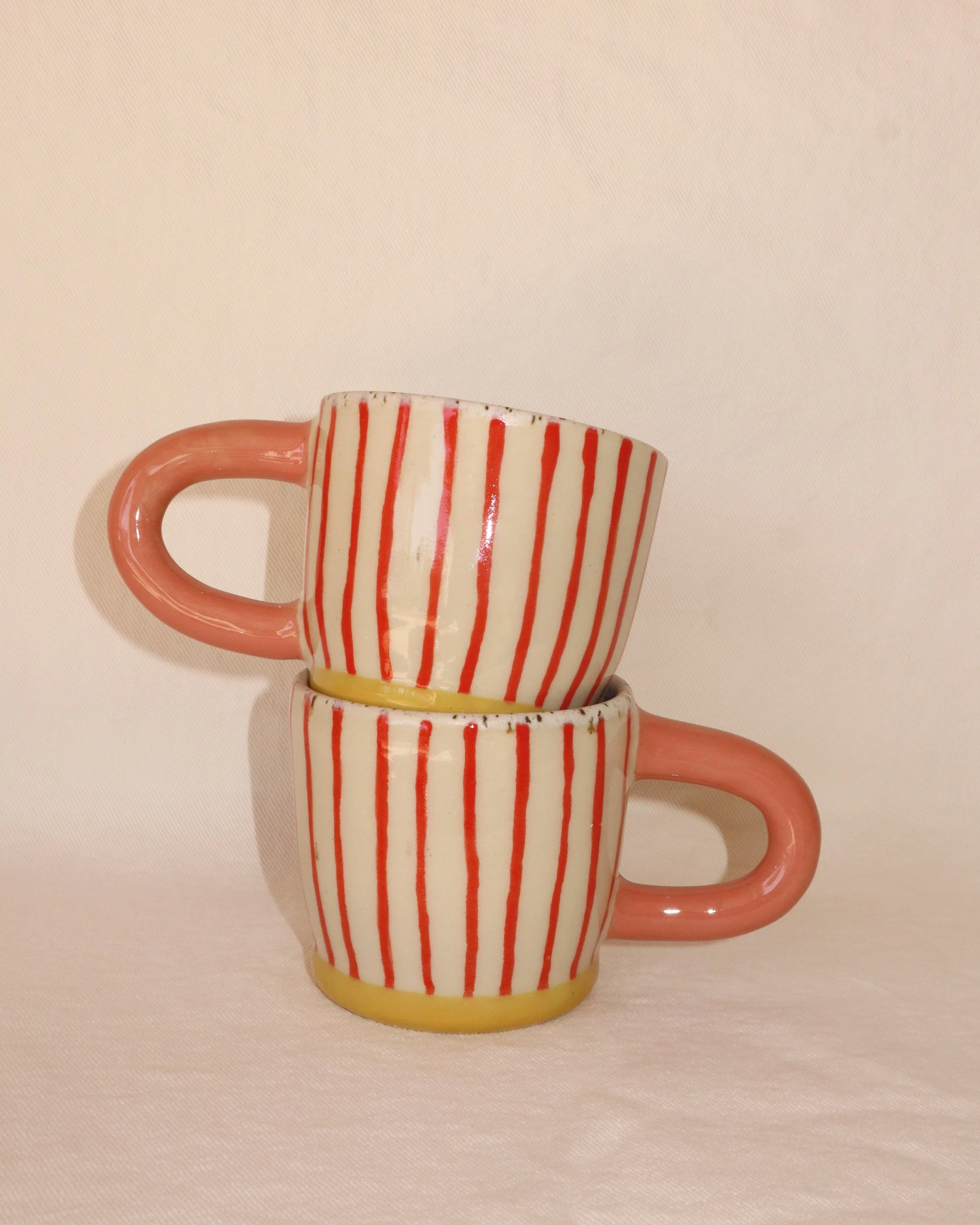 Red Stripe Mug Set