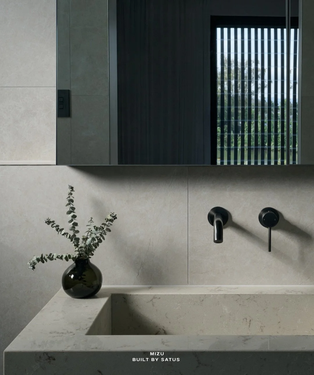 Custom engineered stone, carried through to fully integrated sinks.
Gun metal tapware to ground the space.

Simple, intentional, and built to last.

Build: @satus_projects 
Building Design: @stuartosman 
Interior Design: @bellecasa_ 
Photography: @ja
