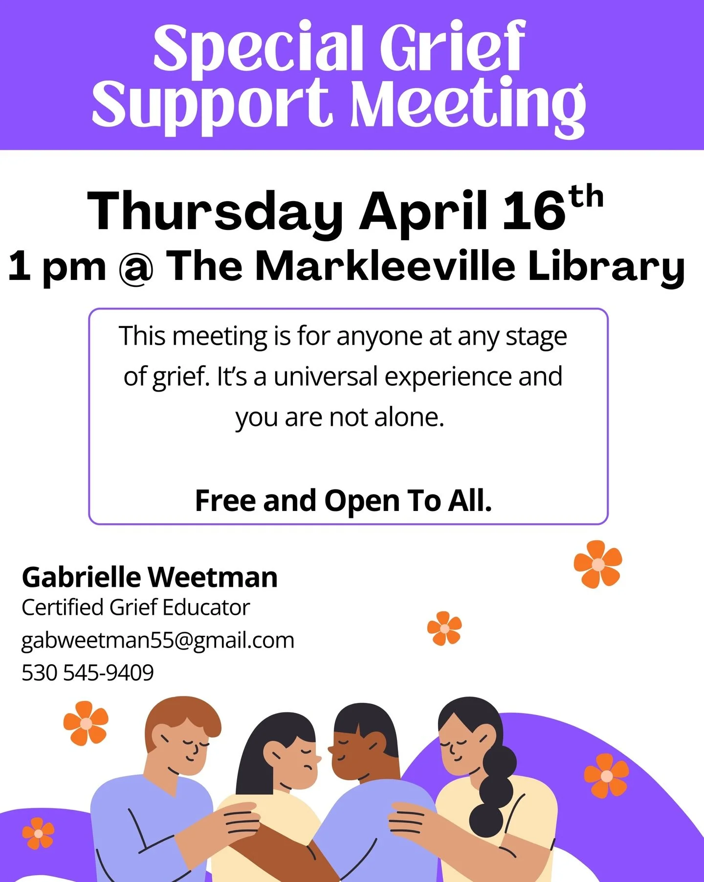 Thursday April 16th 1pm @ the Markleeville Library.