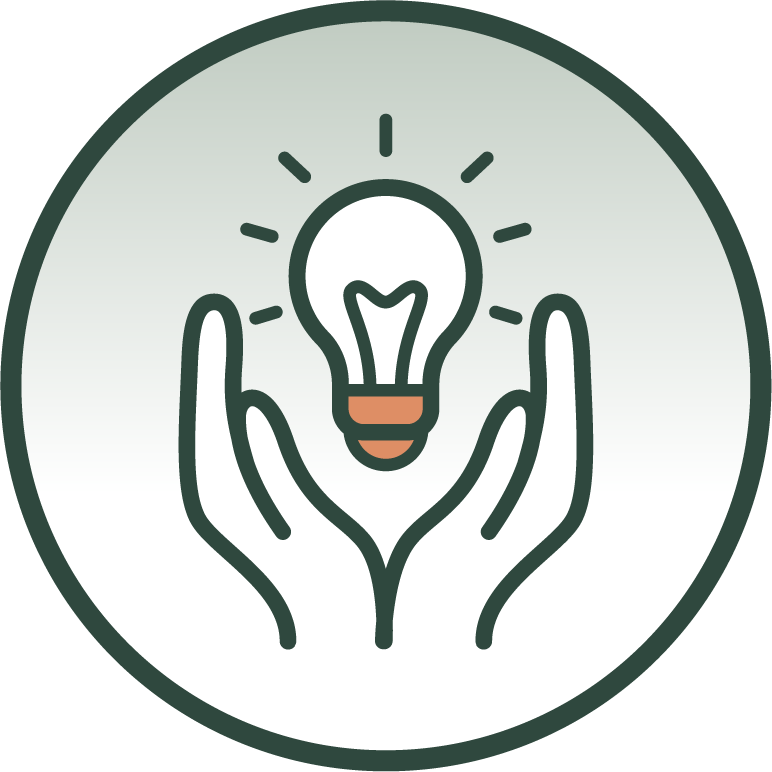 This is an icon of two hands with a light bulb between the palms