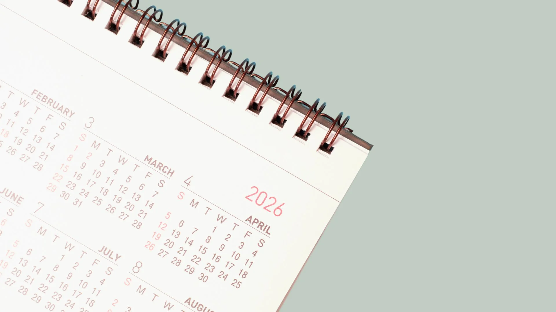 Picture of a calendar on a green background