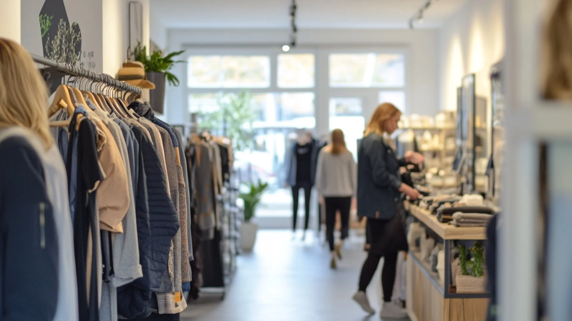 This is an image of shoppers in a retail store looking at clothing