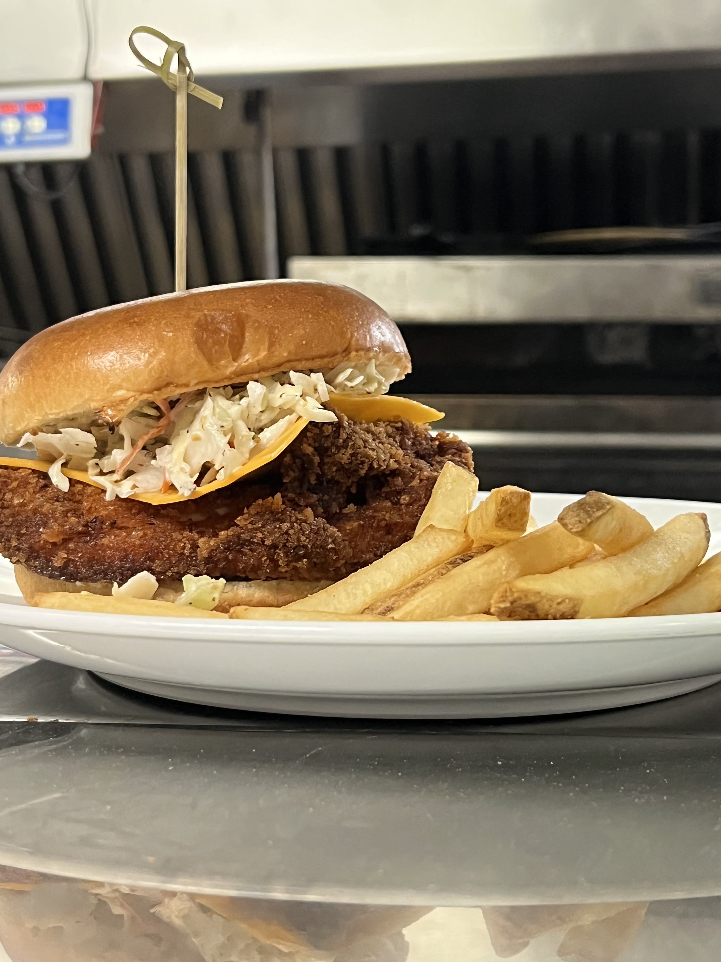 Crispy chicken sandwich.